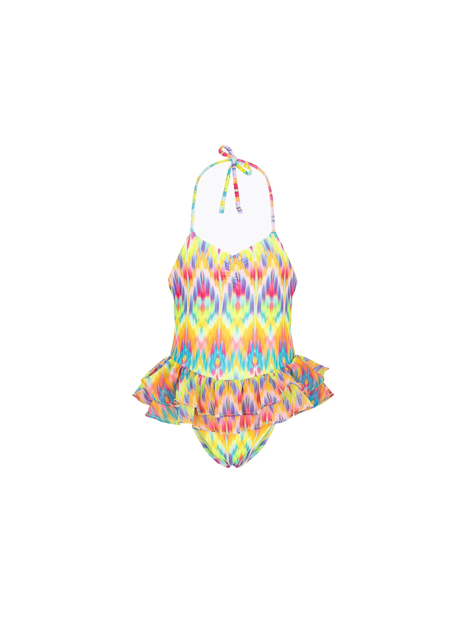 Monokini F**k Neonata stampato fantasia geometric giallo multi