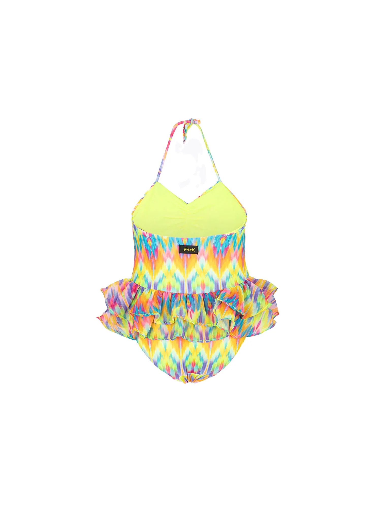 Monokini F**k Neonata stampato fantasia geometric giallo multi - Image 2