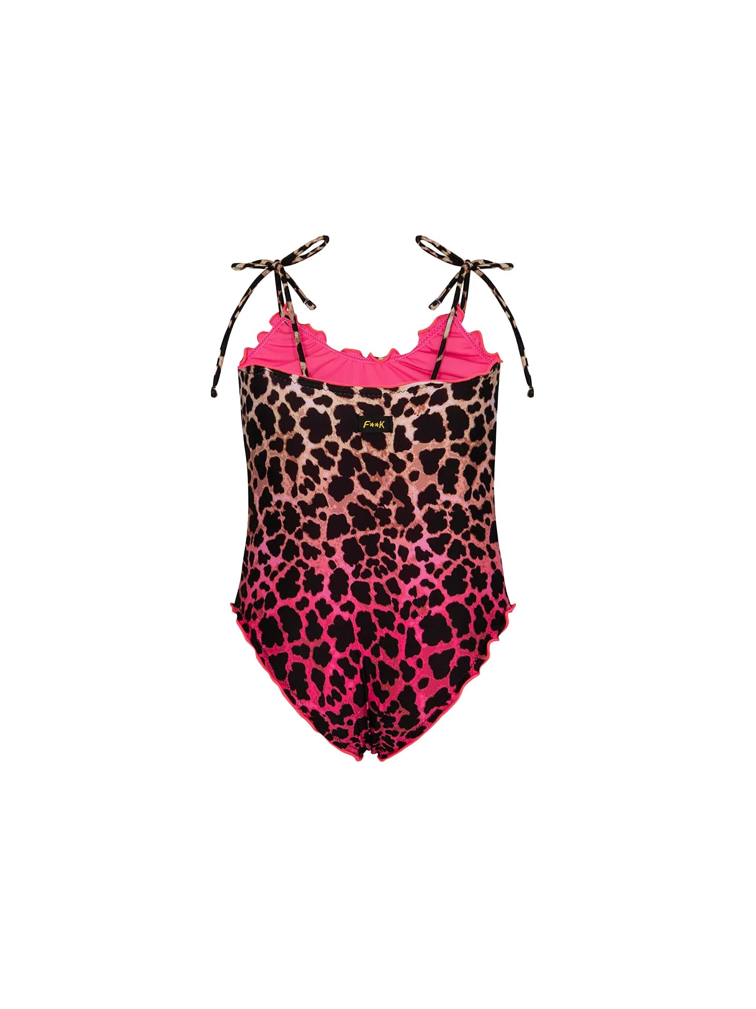 Monokini F**k Bambina stampato fantasia leopard rosa - Image 2