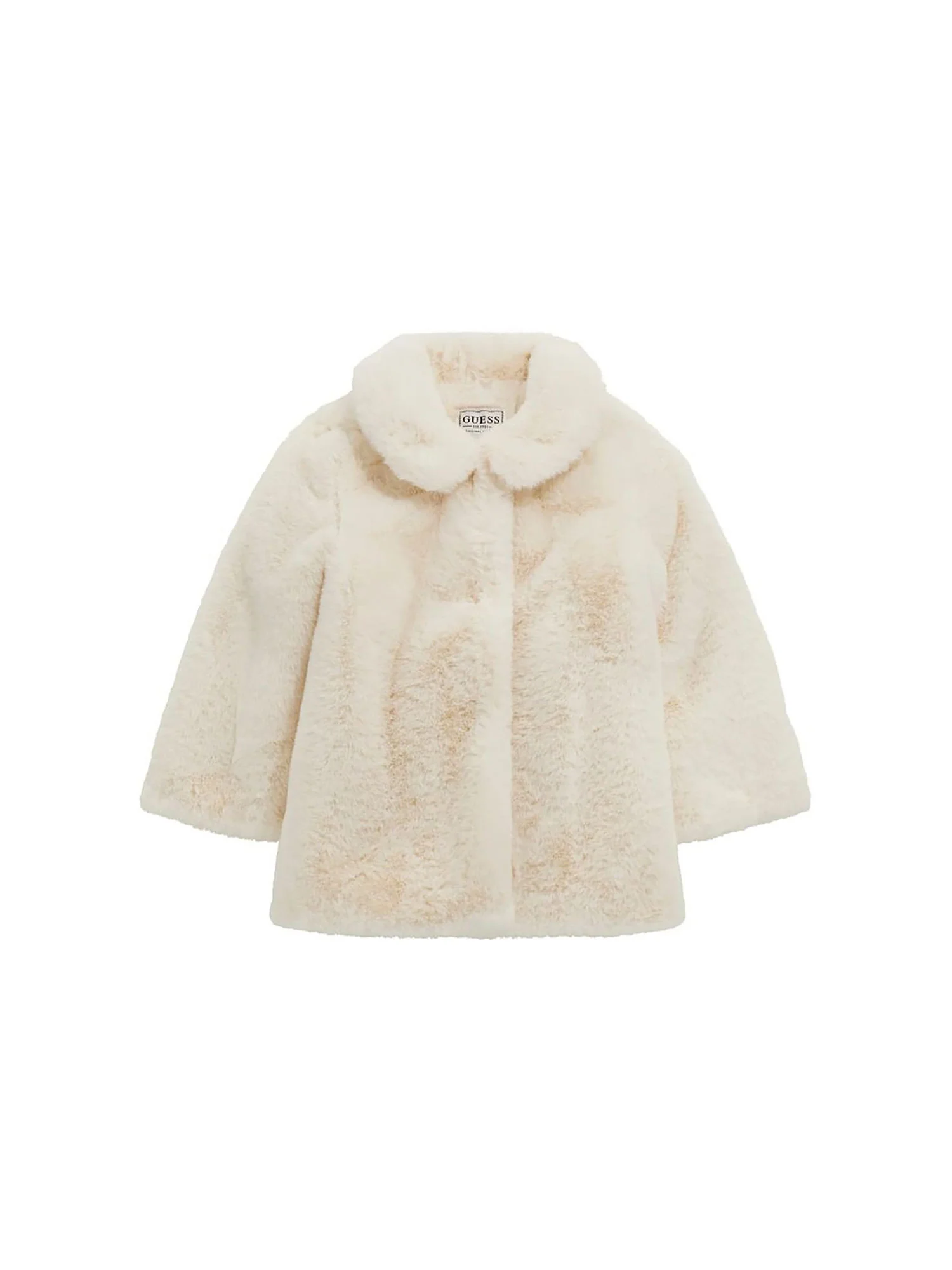 Ecopelliccia corta Guess bimba con logo posteriore crema