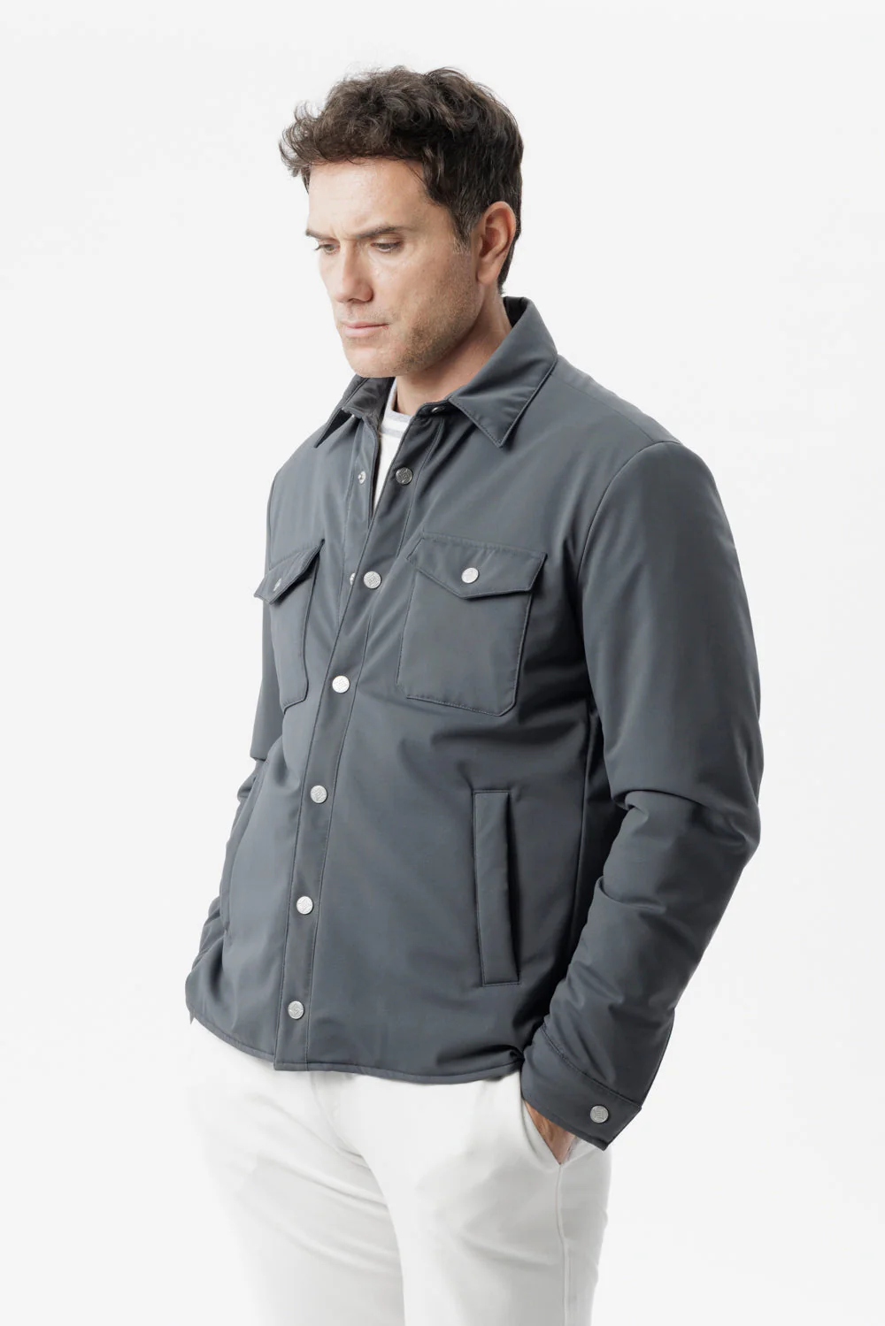 Overshirt Oleandro in tessuto idrorepellente grigio