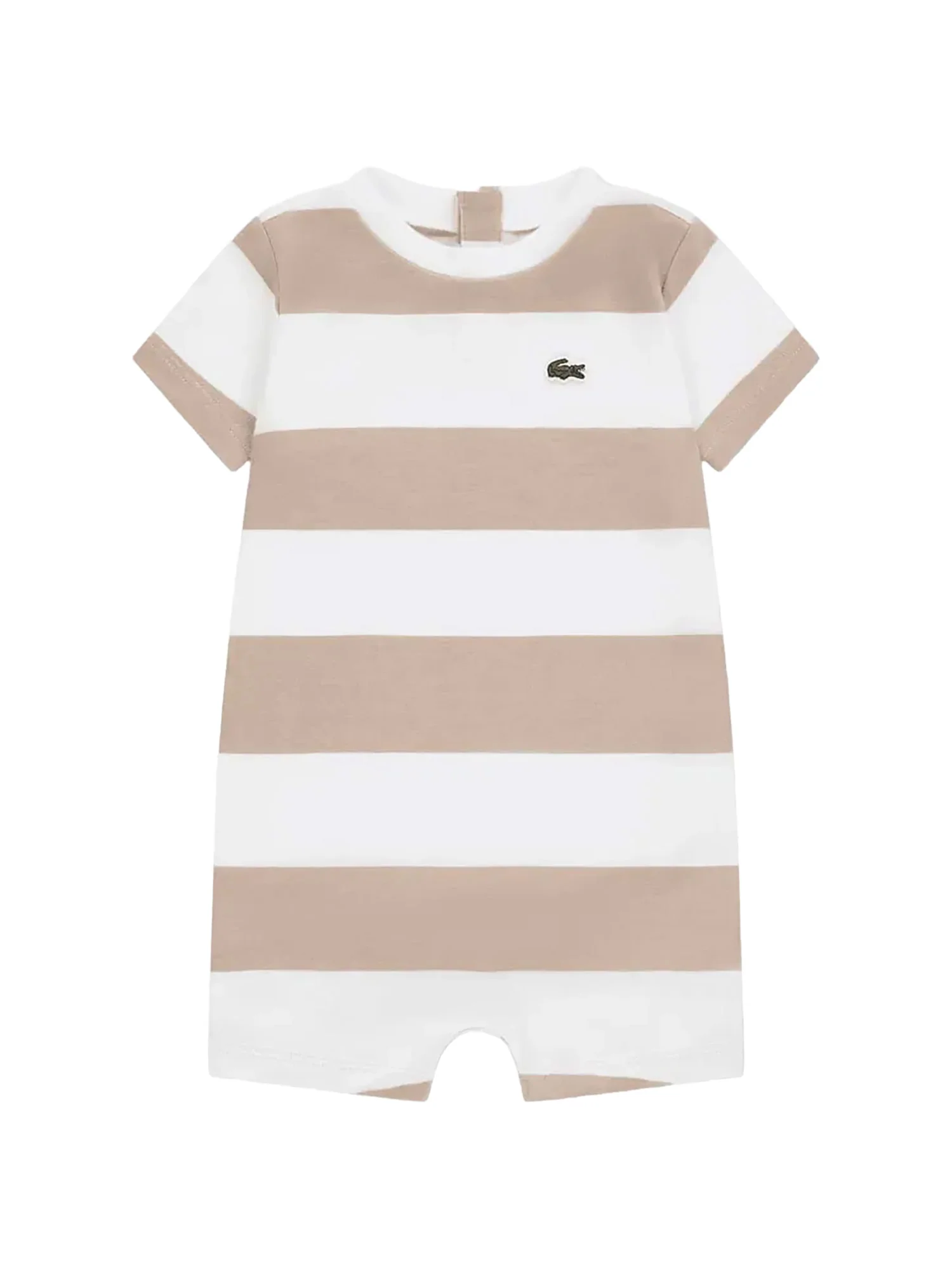 Pagliaccetto manica corta Lacoste neonato stripe beige