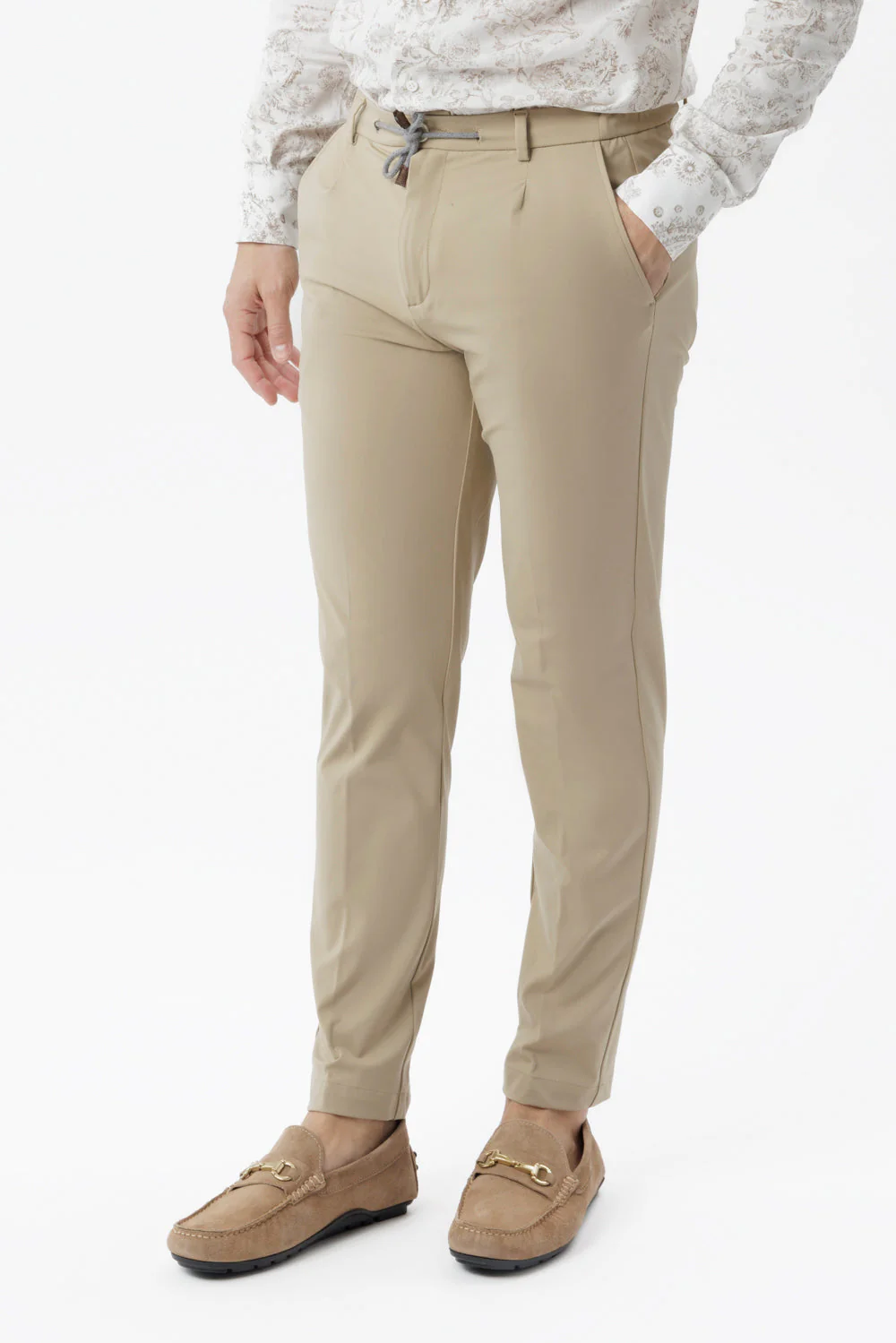 Pantalone Amalfi one pence con coulisse beige
