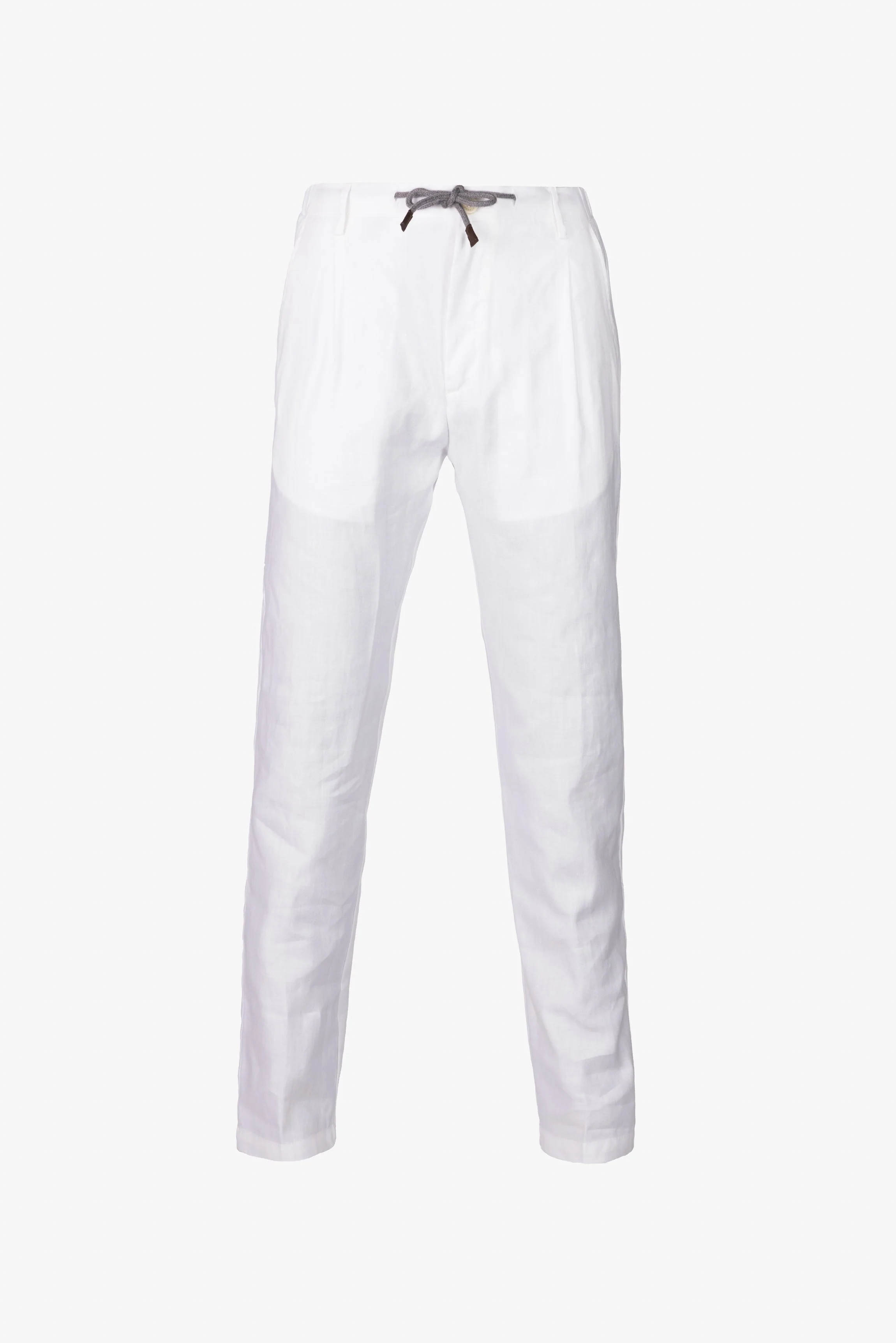 Pantaloni Amalfi con coulisse in cotone e lino bianco