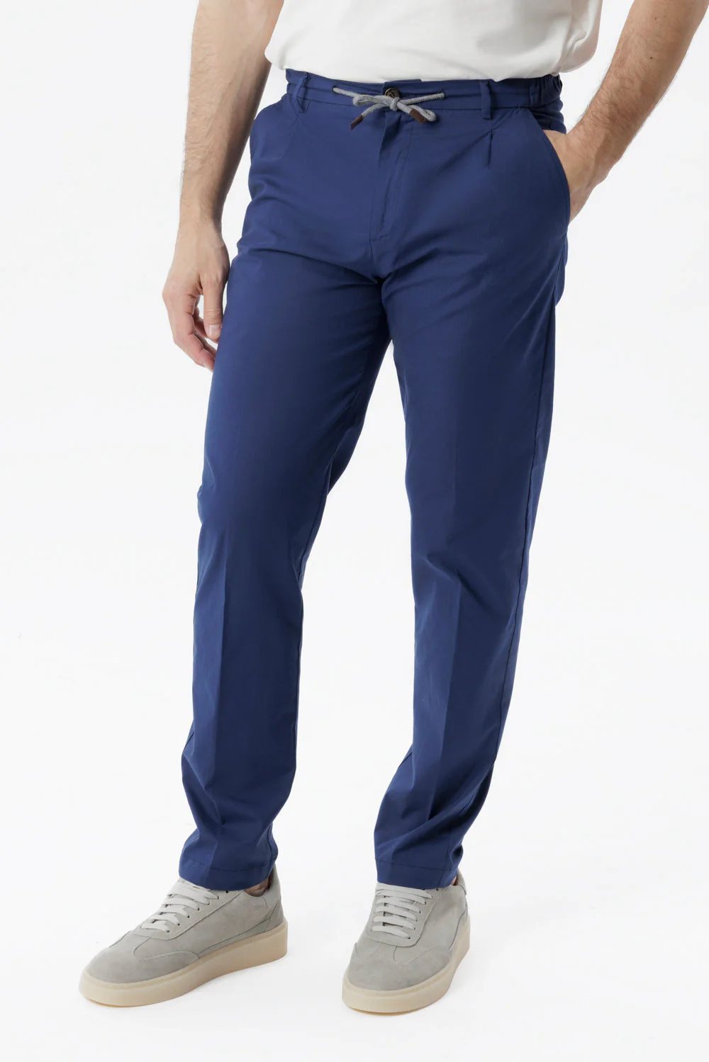 Pantalone Amalfi in cotone con coulisse blu