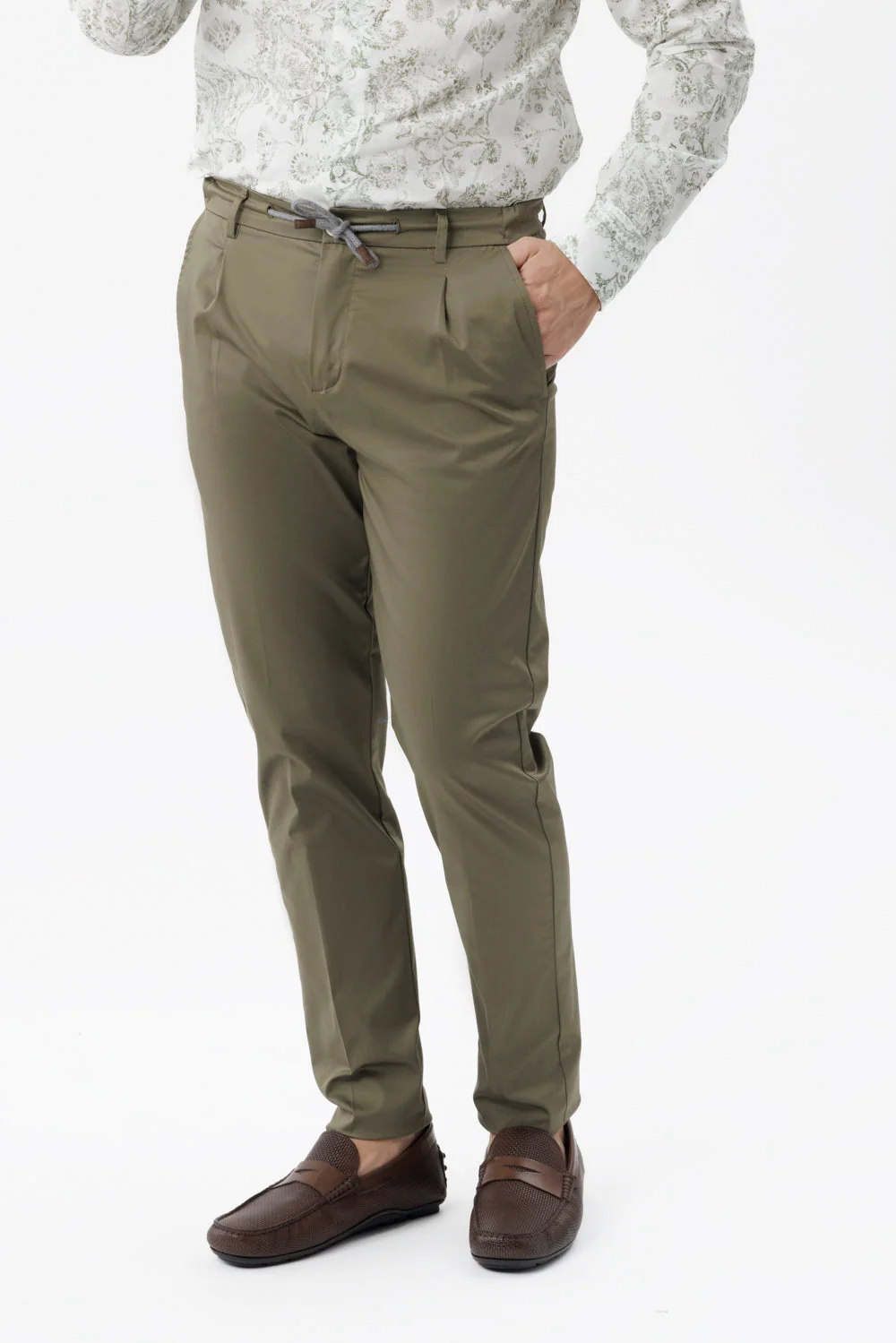 Pantalone Amalfi one pence con coulisse verde