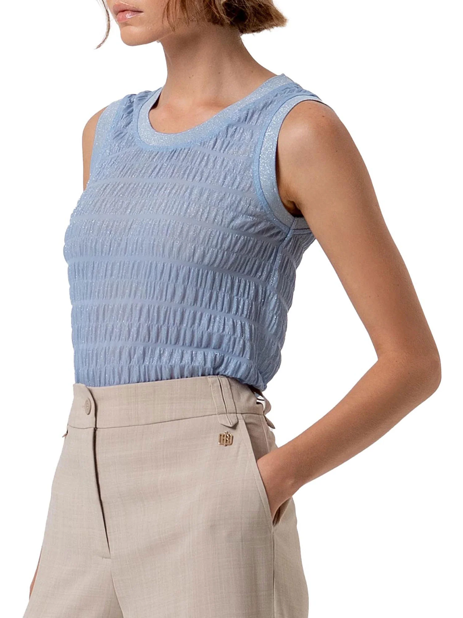 Pantalone Fracomina Donna tasche america regular beige - Image 3