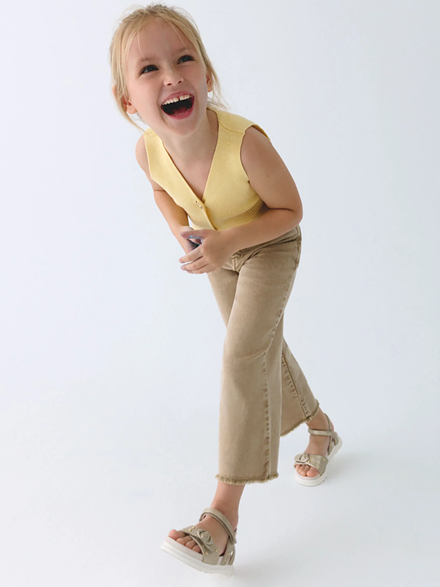 Pantalone Mayoral Bambina 5 tasche palazzo in twill beige - Image 4