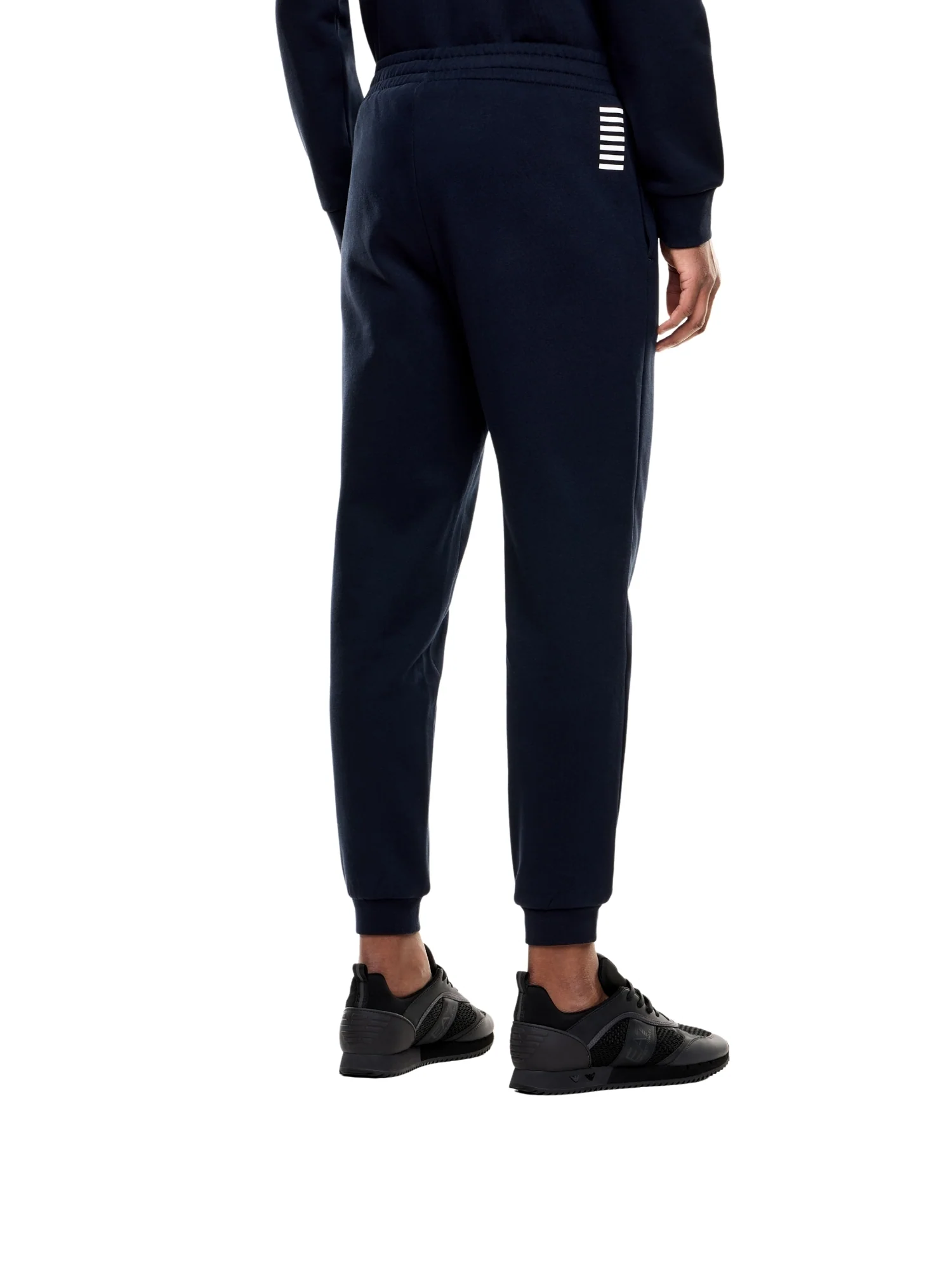 Pantalone basic in felpa EA7 uomo logo tasca laterale blu - Image 2