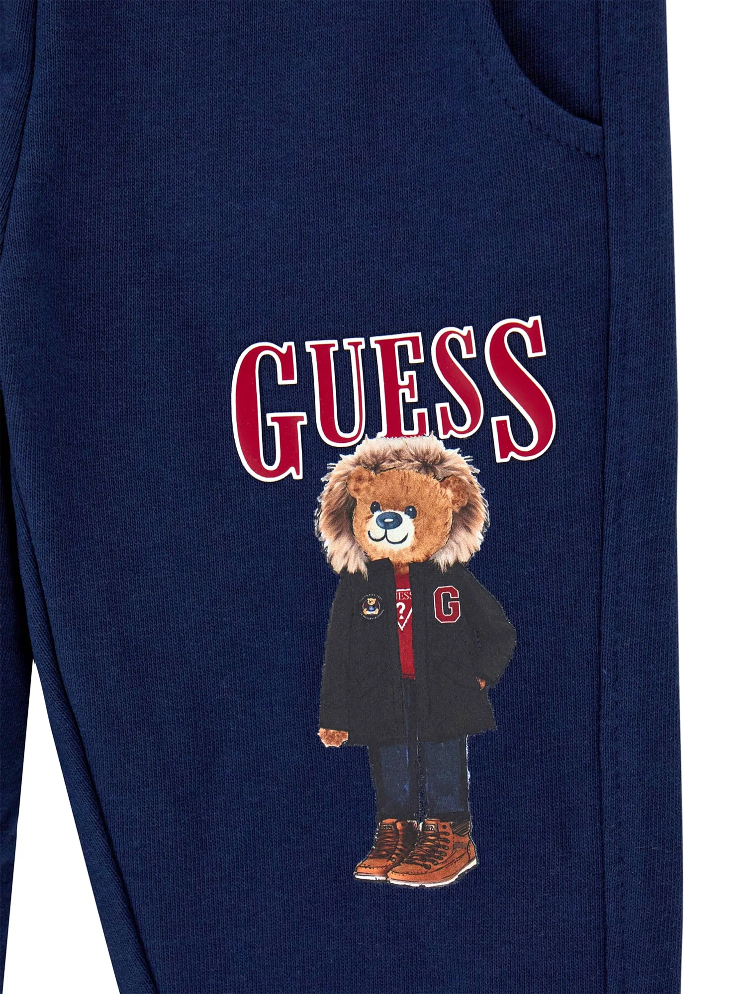 Pantalone jogger Guess bambino bear french terry blu - Image 3
