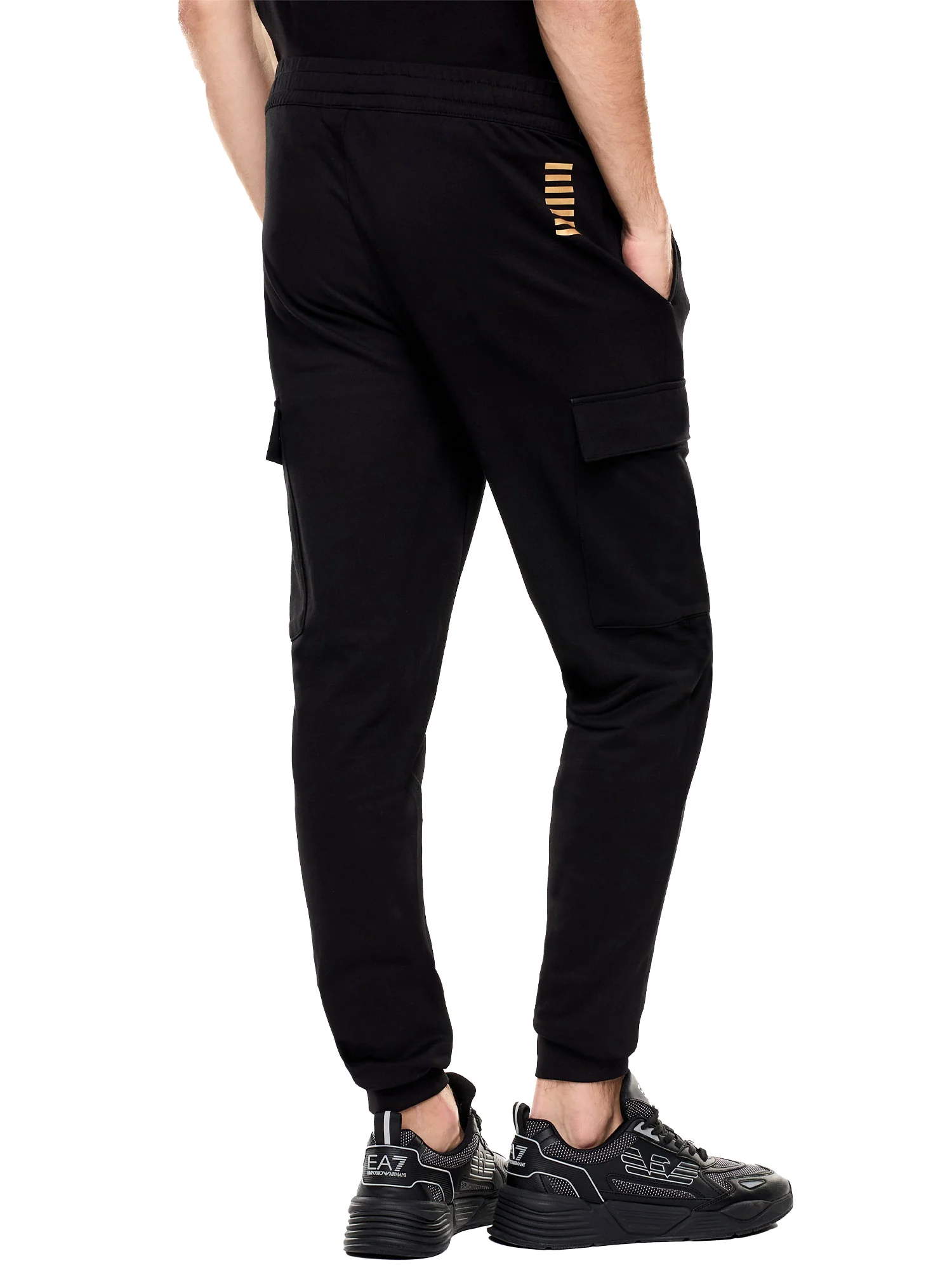 Pantalone EA7 uomo Cargo Felpa nero - Image 2
