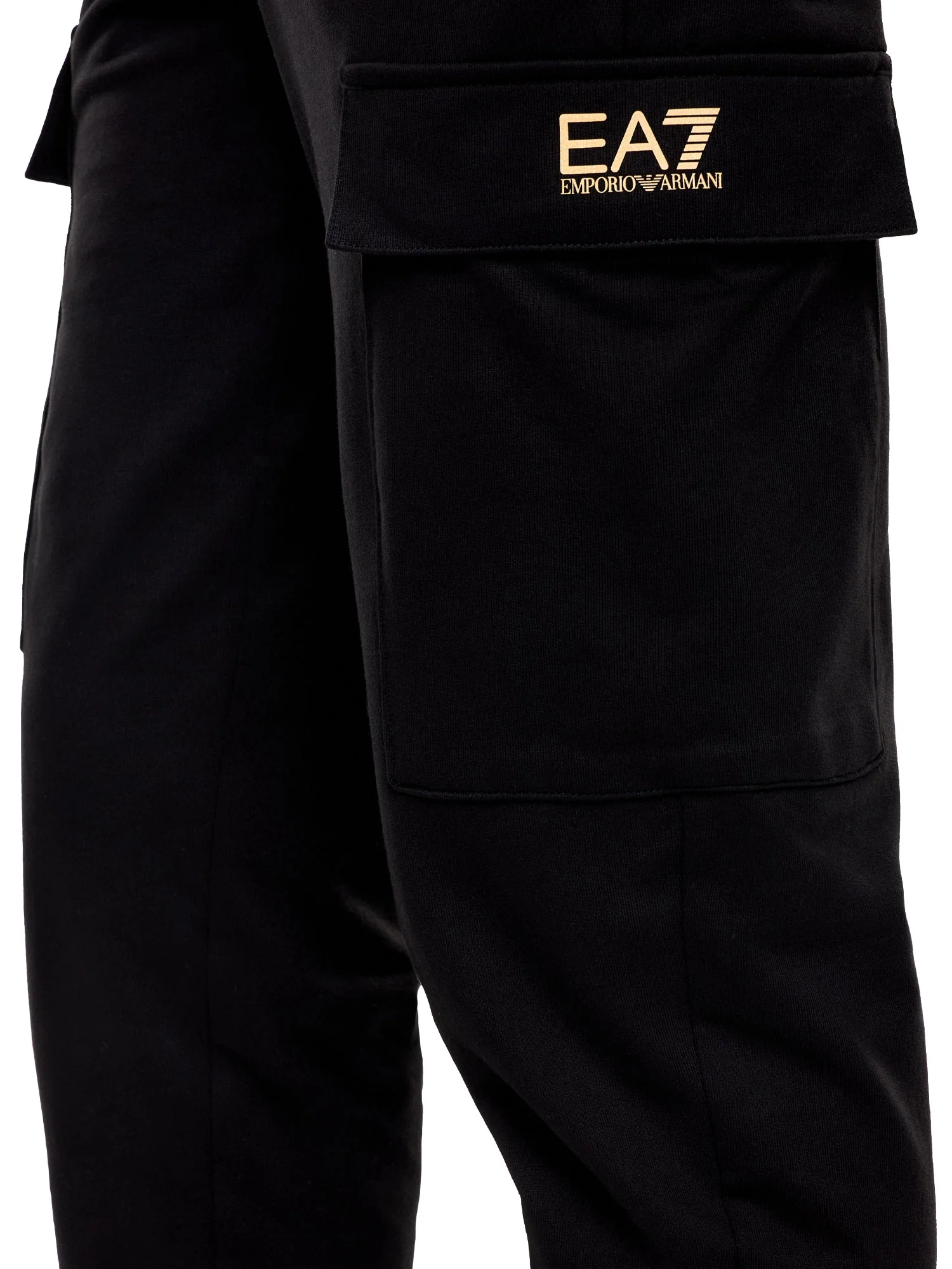 Pantalone EA7 uomo Cargo Felpa nero - Image 3