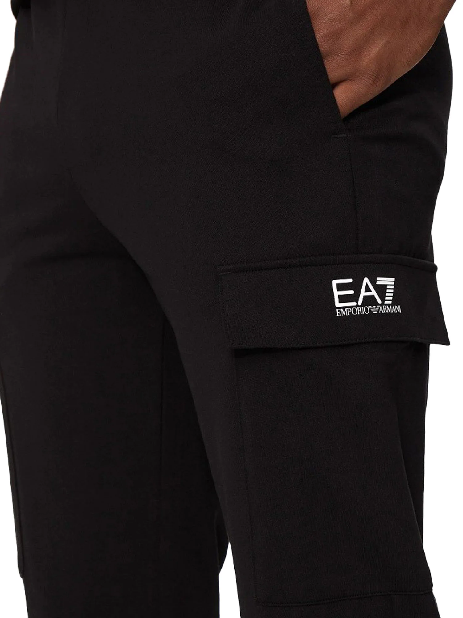 Pantalone EA7 uomo Cargo Felpa nero multi - Image 3
