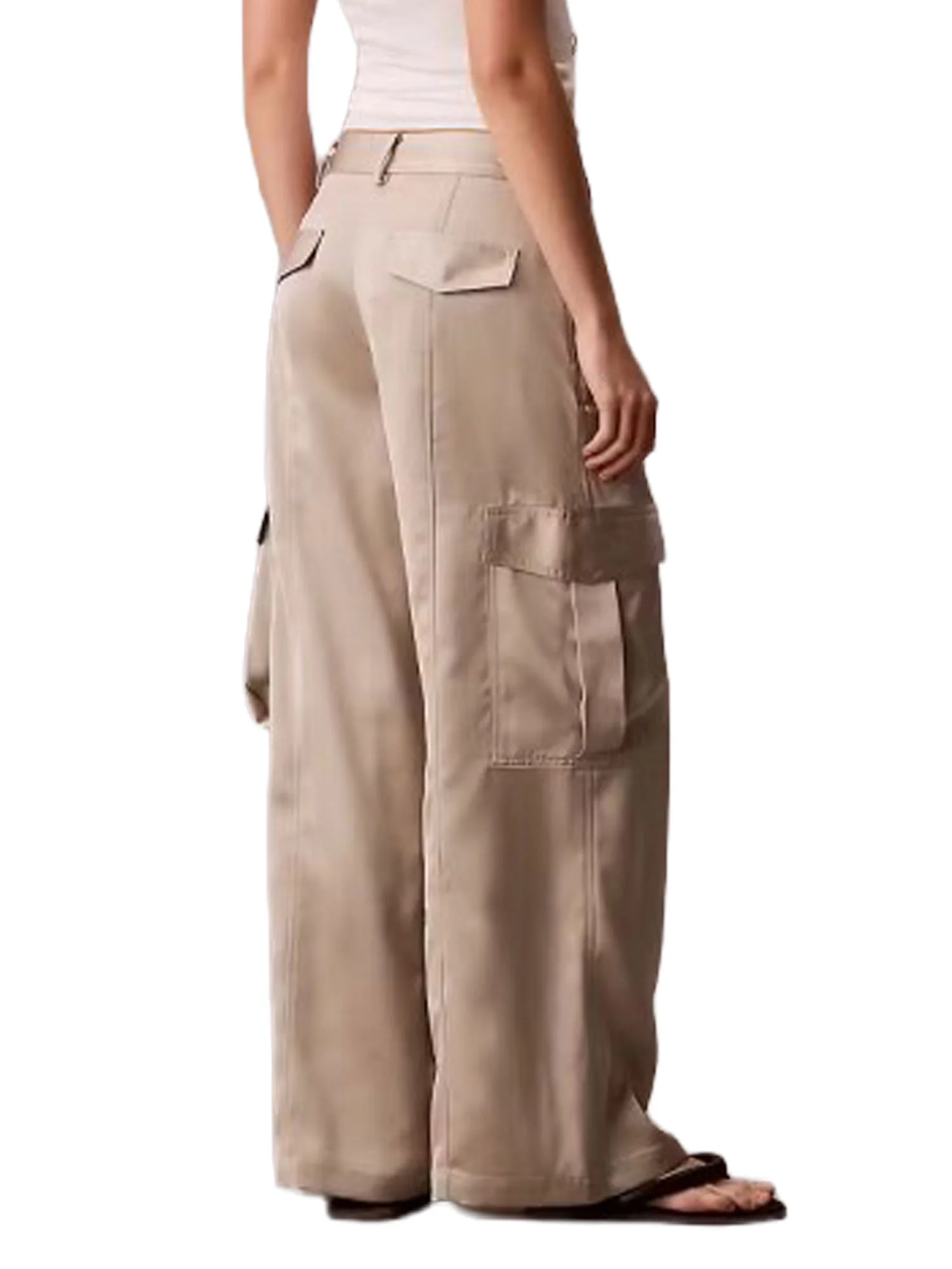 Pantaloni cargo Calvin Klein Donna grigio satin - Image 2