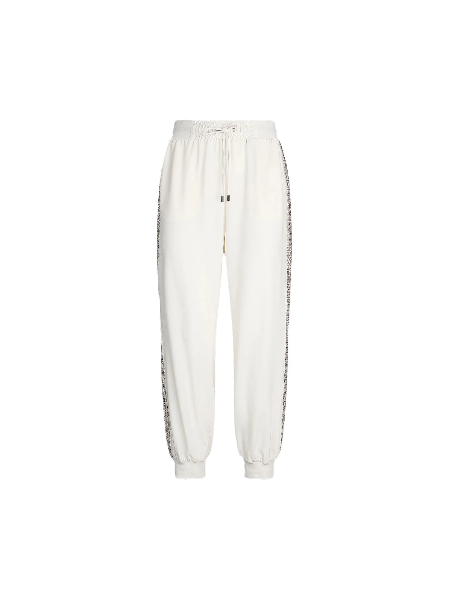 Pantalone jogging con paillettes laterali bianco - Image 4