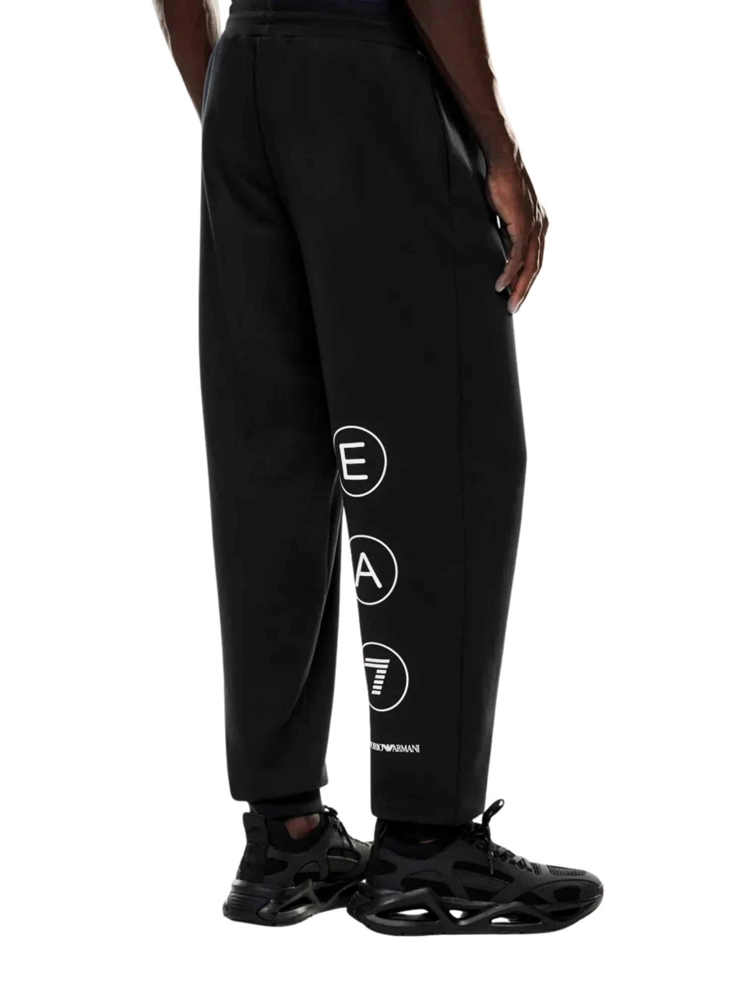 Pantalone EA7 Uomo con logo laterale e retro polpaccio felpa nero - Image 2