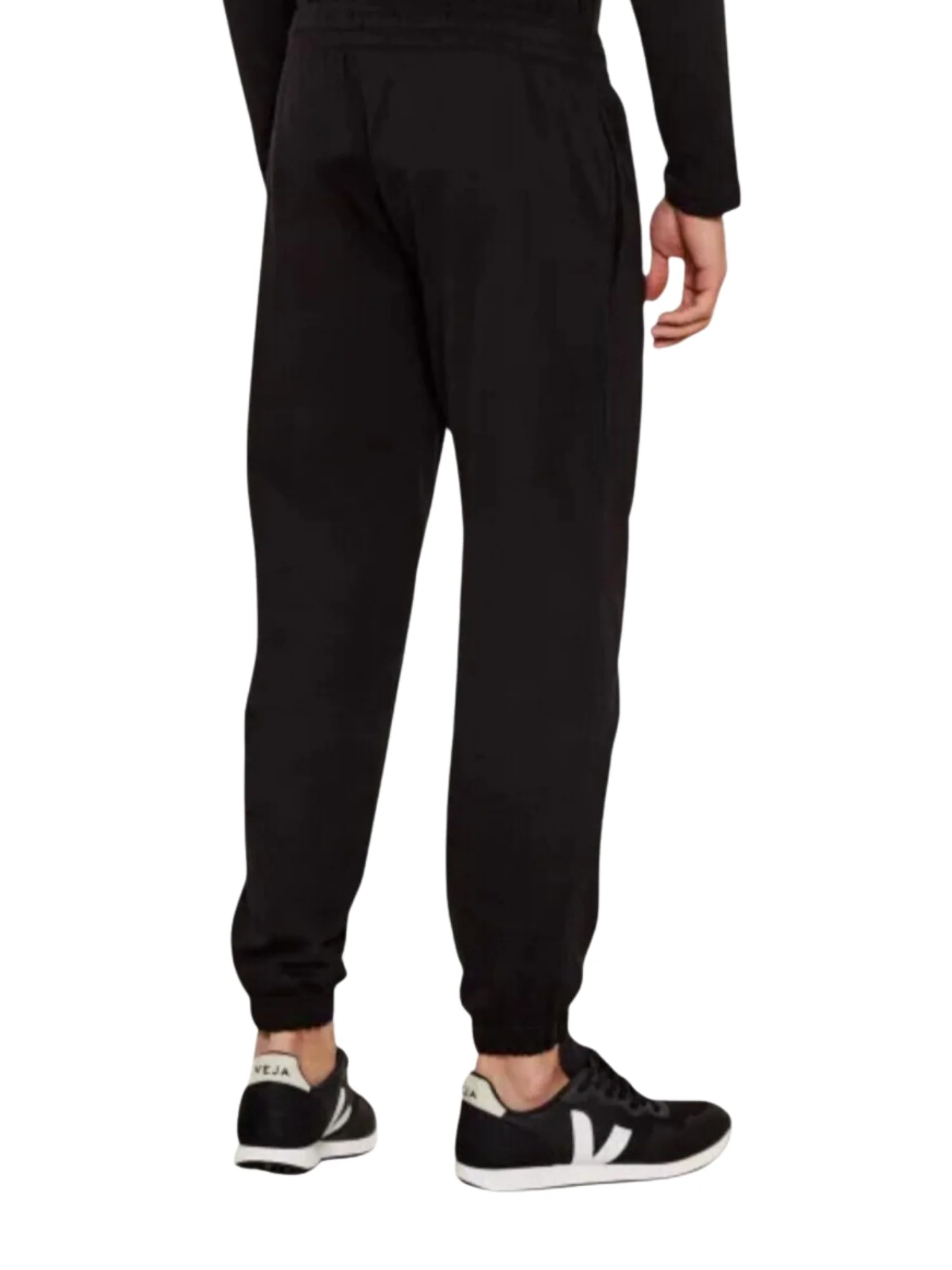 Pantalone EA7 Uomo logo lato in felpa nero - Image 2