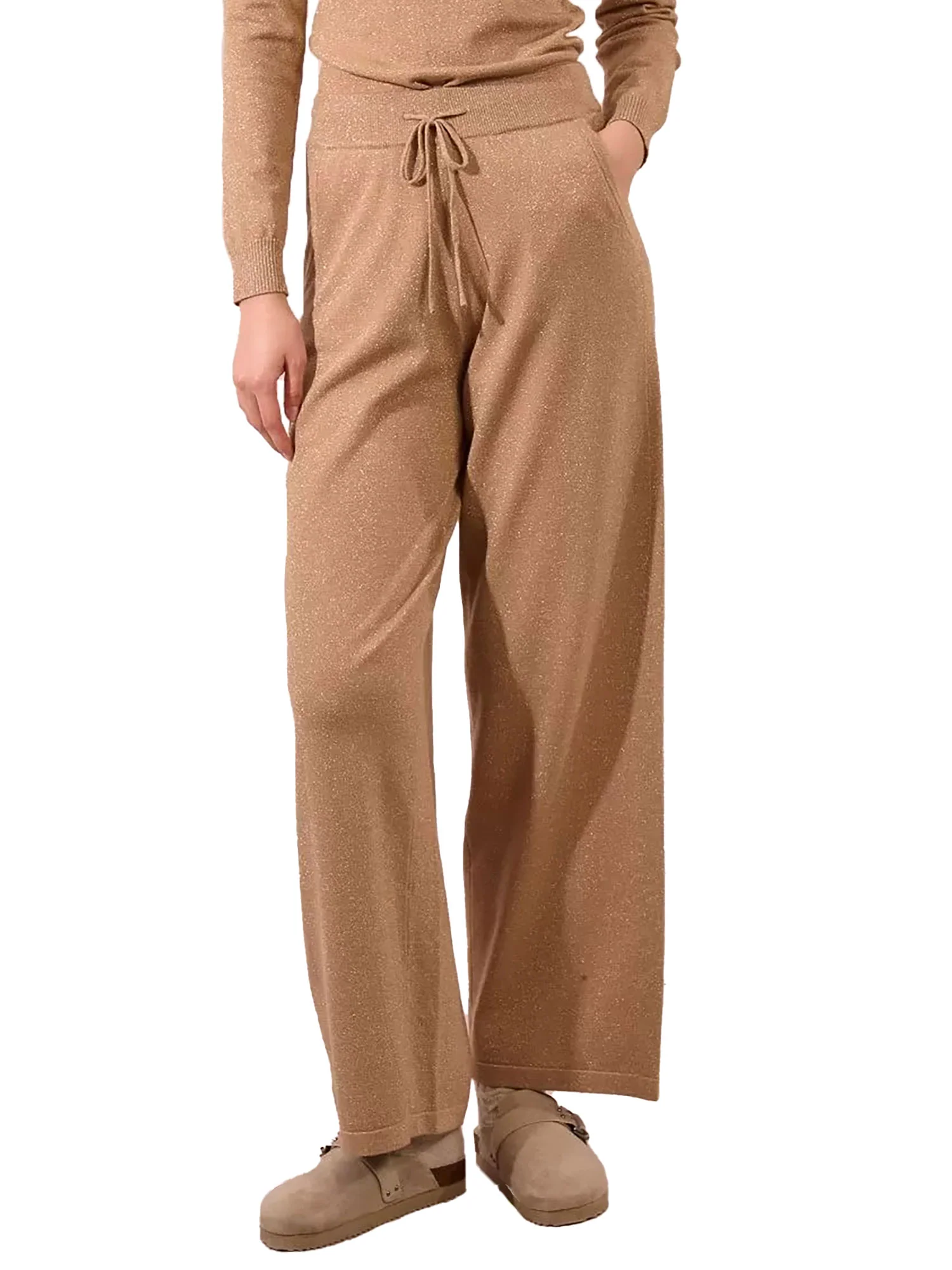 Pantalone palazzo Molly Bracken donna coulisse beige oro