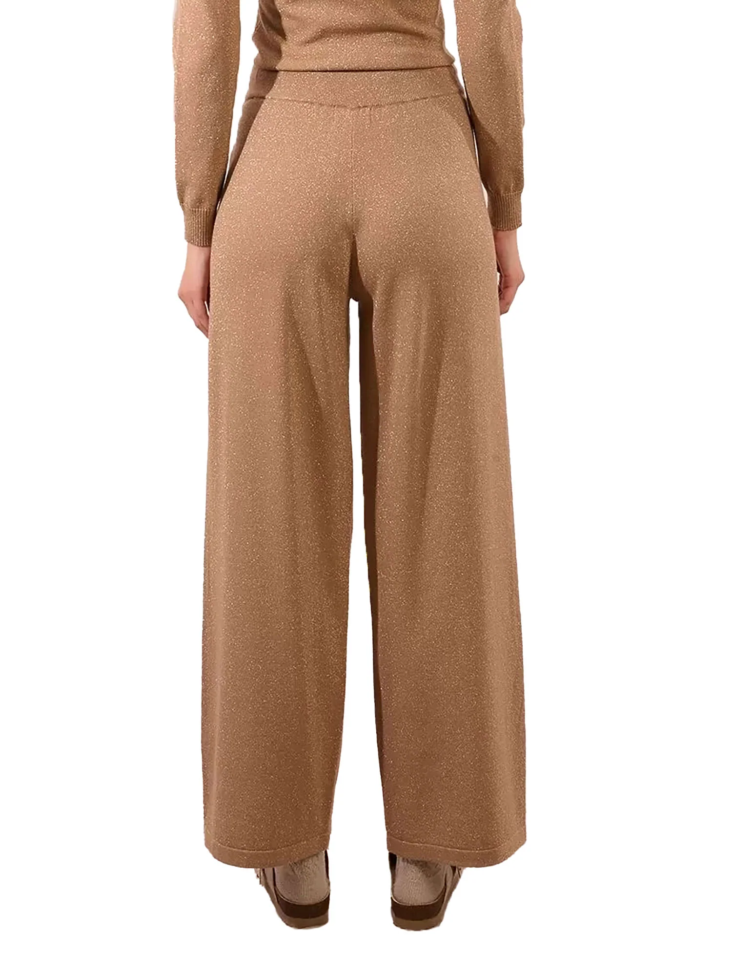 Pantalone palazzo Molly Bracken donna coulisse beige oro - Image 2