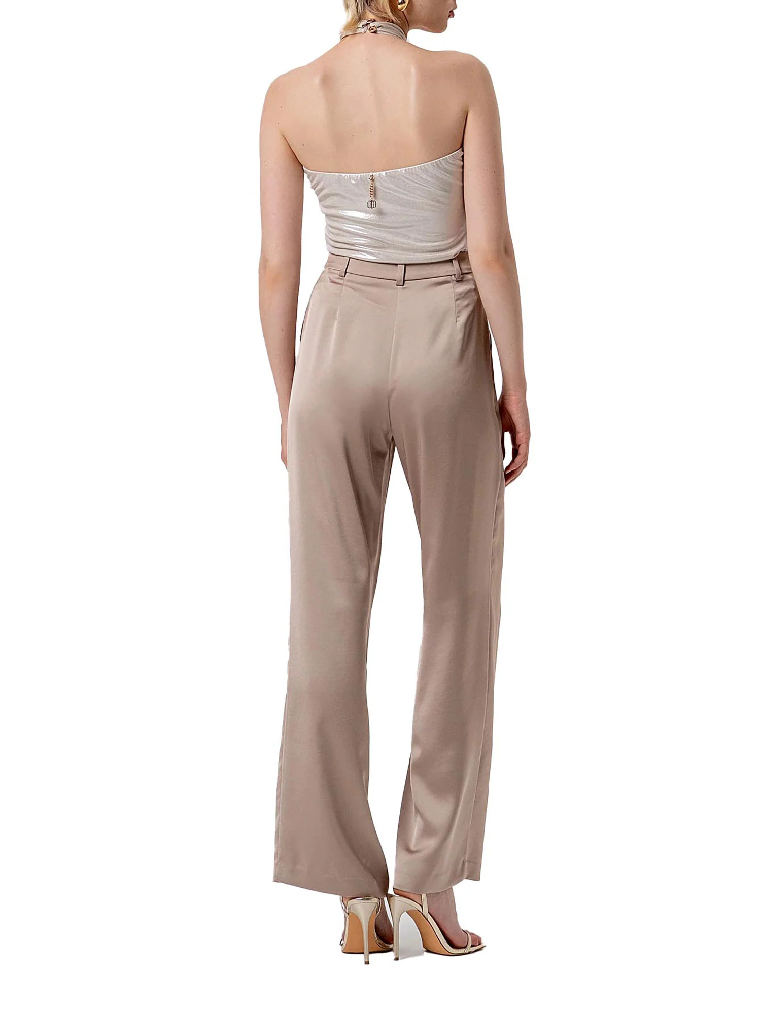 Pantalone Fracomina Donna a palazzo low waist beige - Image 3