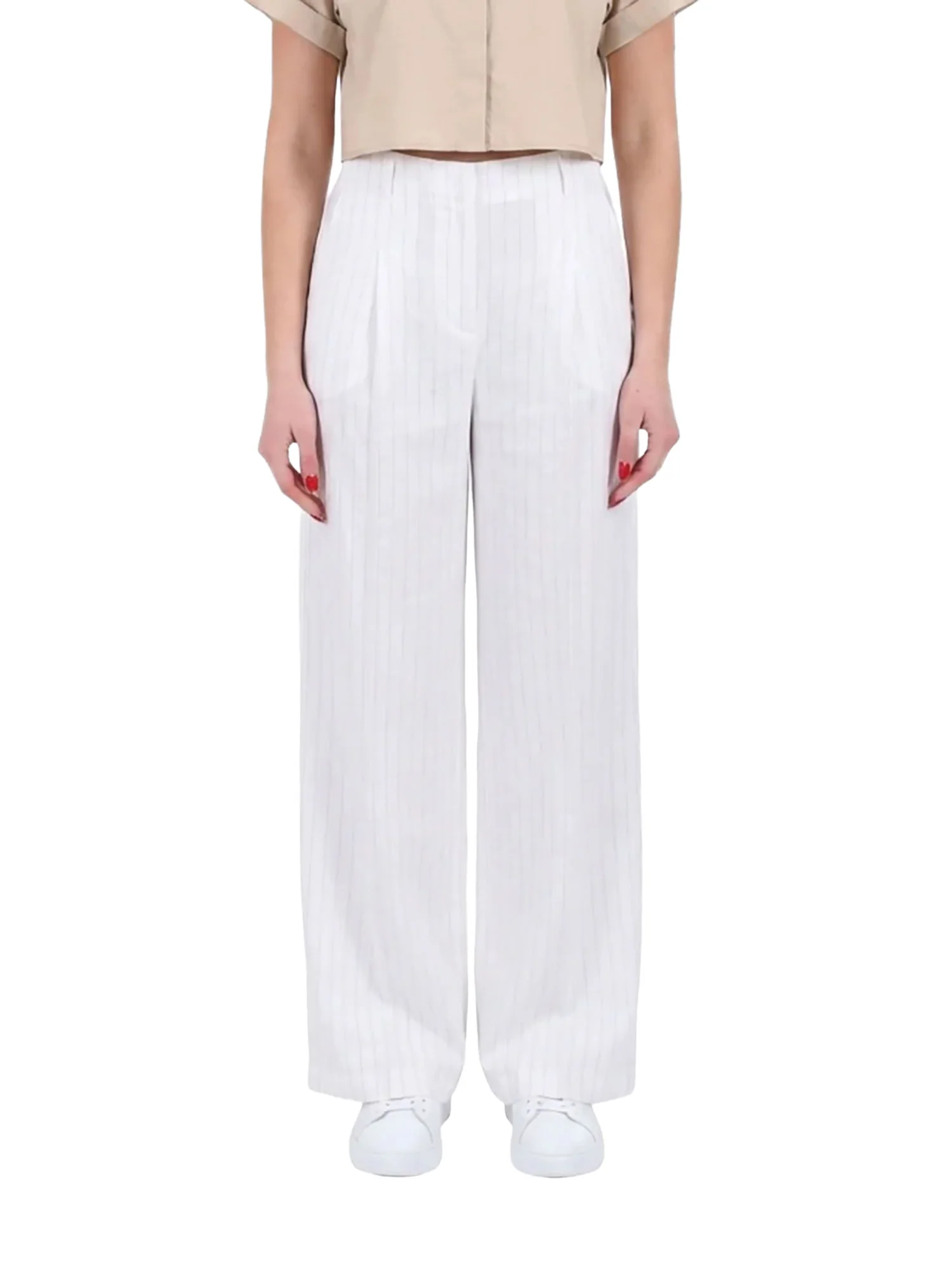Pantalone Yes Zee donna Palazzo Pences gesso - Image 3