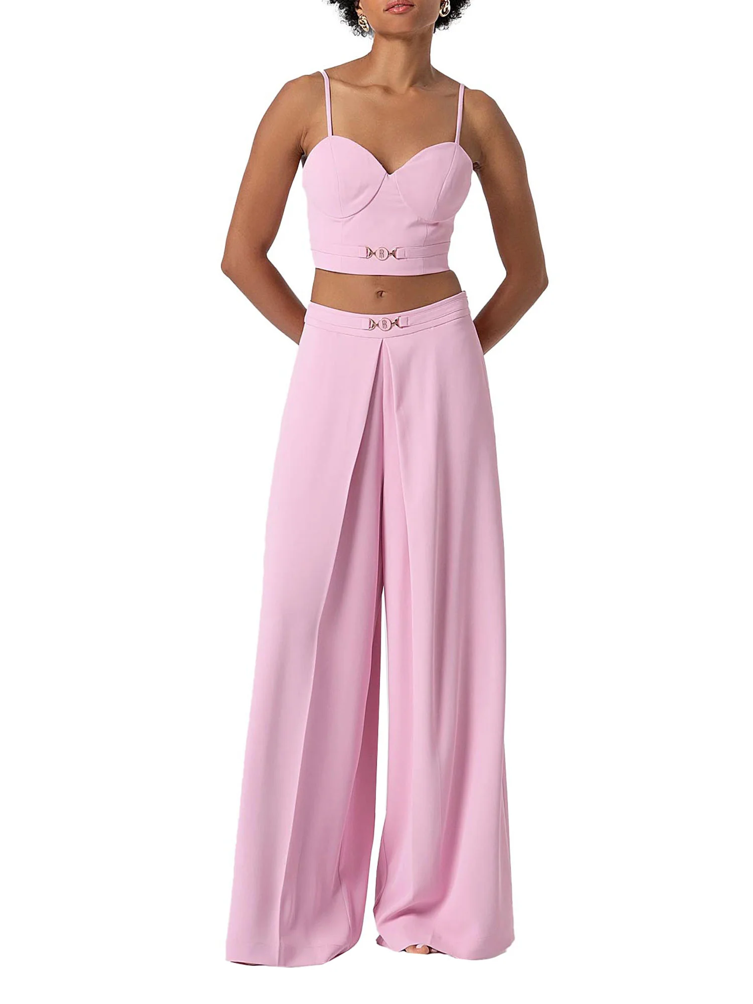 Pantalone Fracomina Donna a palazzo con pieghe rosa