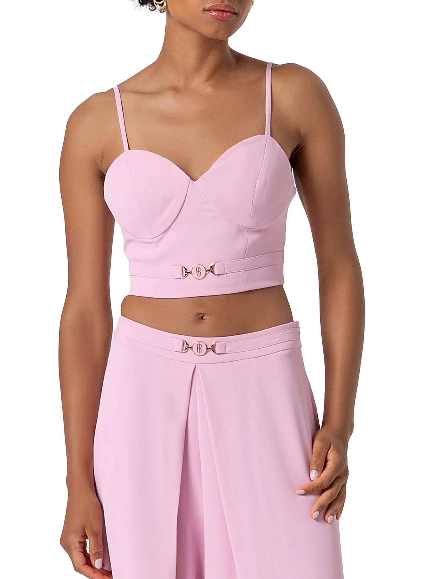 Pantalone Fracomina Donna a palazzo con pieghe rosa - Image 3