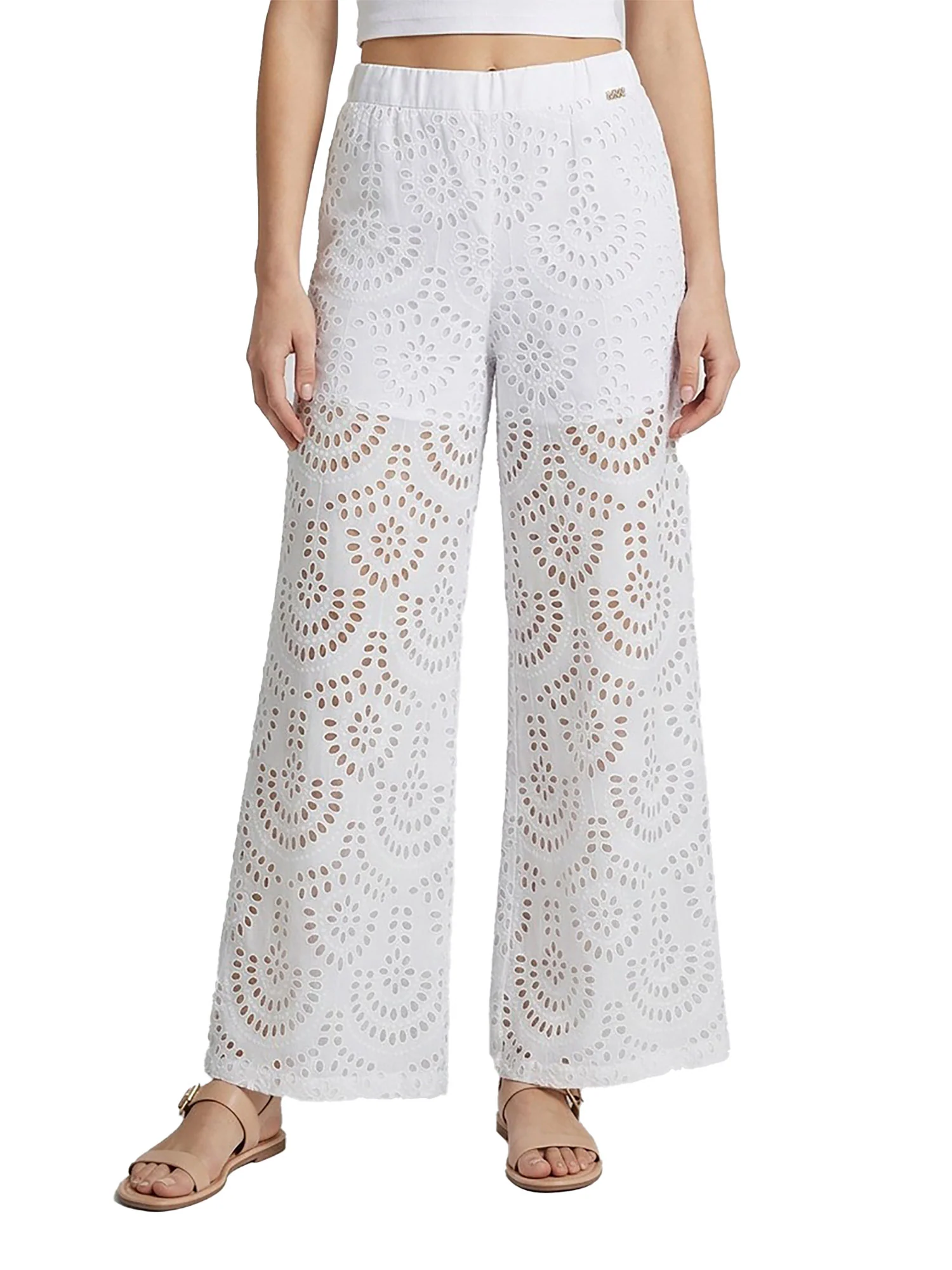 Pantalone Mark up donna palazzo pizzo panna
