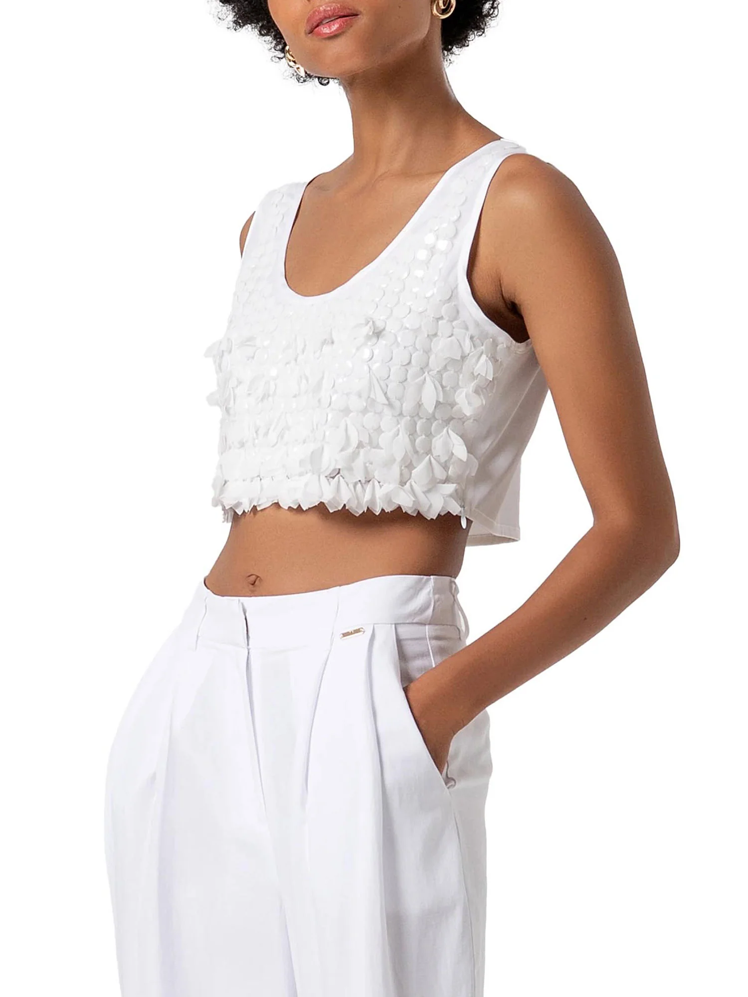 Pantalone Fracomina Donna a palazzo bianco - Image 3