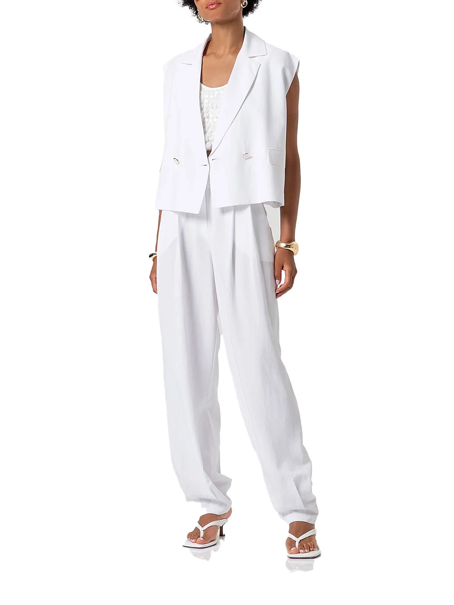 Pantalone Fracomina Donna a palazzo bianco - Image 4