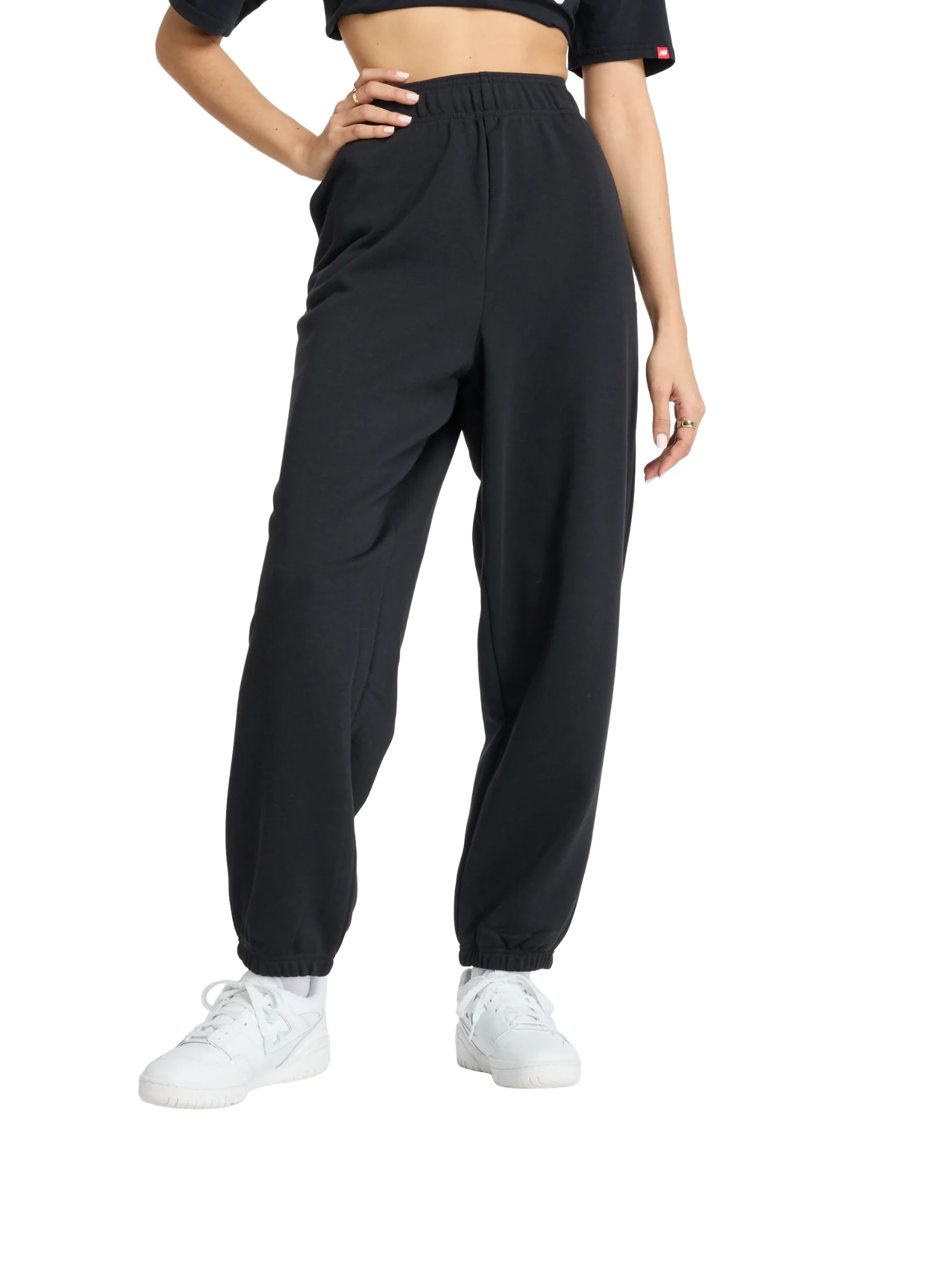 Pantalone sportivo New Balance da donna ess french terry nero - Image 4