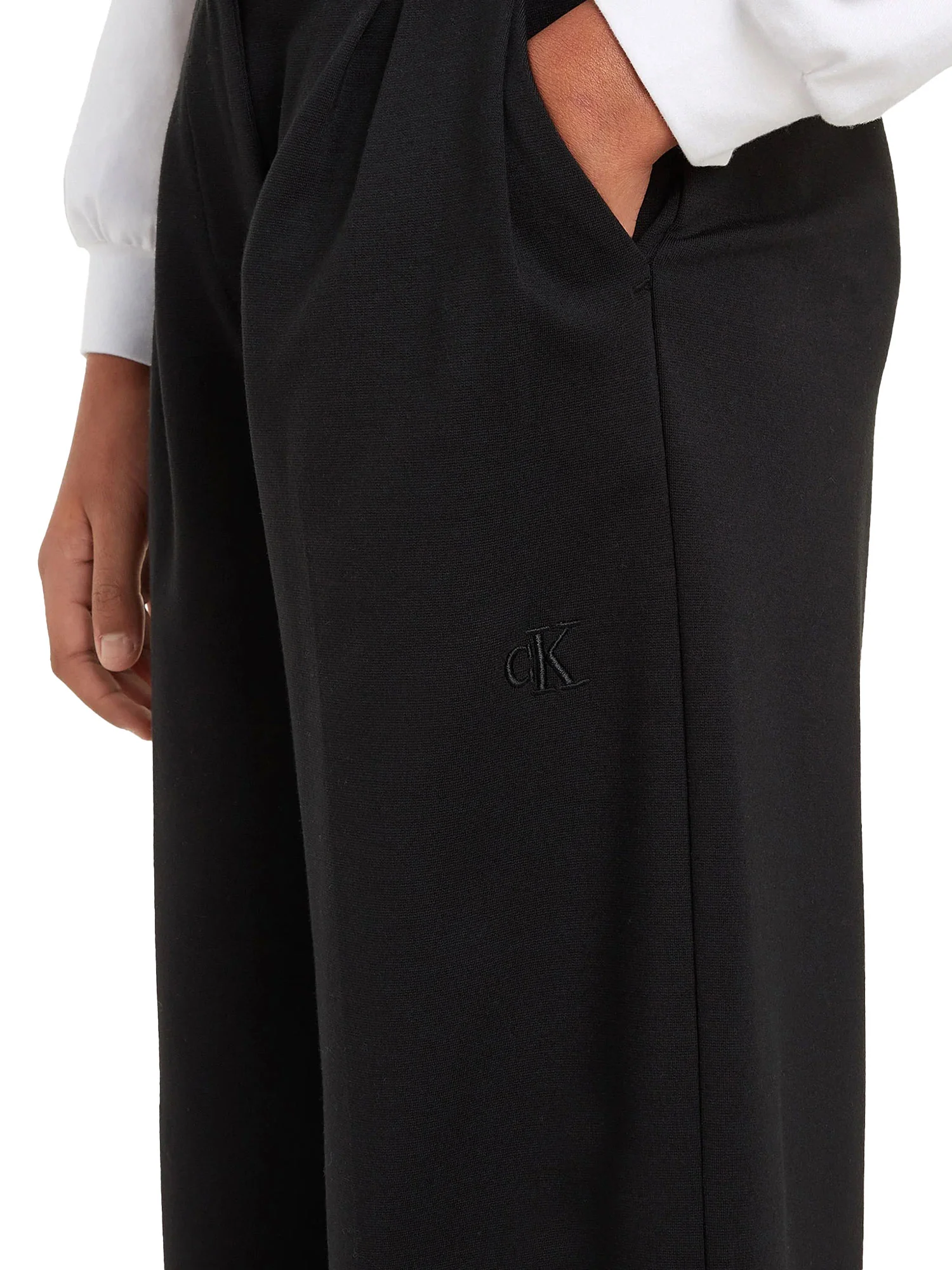 Pantalone teen palazzo con pinces nero - Image 5