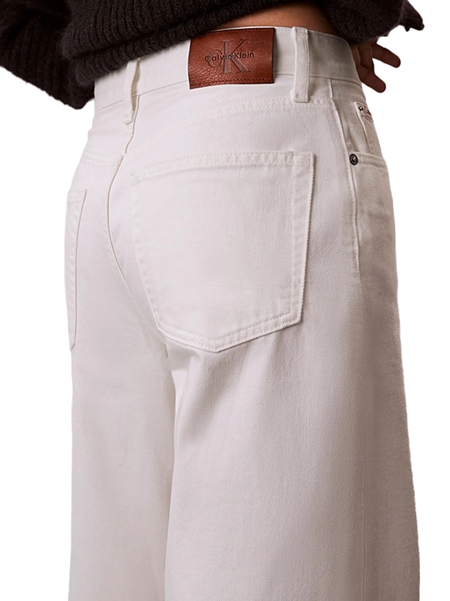 Jeans Calvin Klein Wide Leg Donna Bianco - Image 3