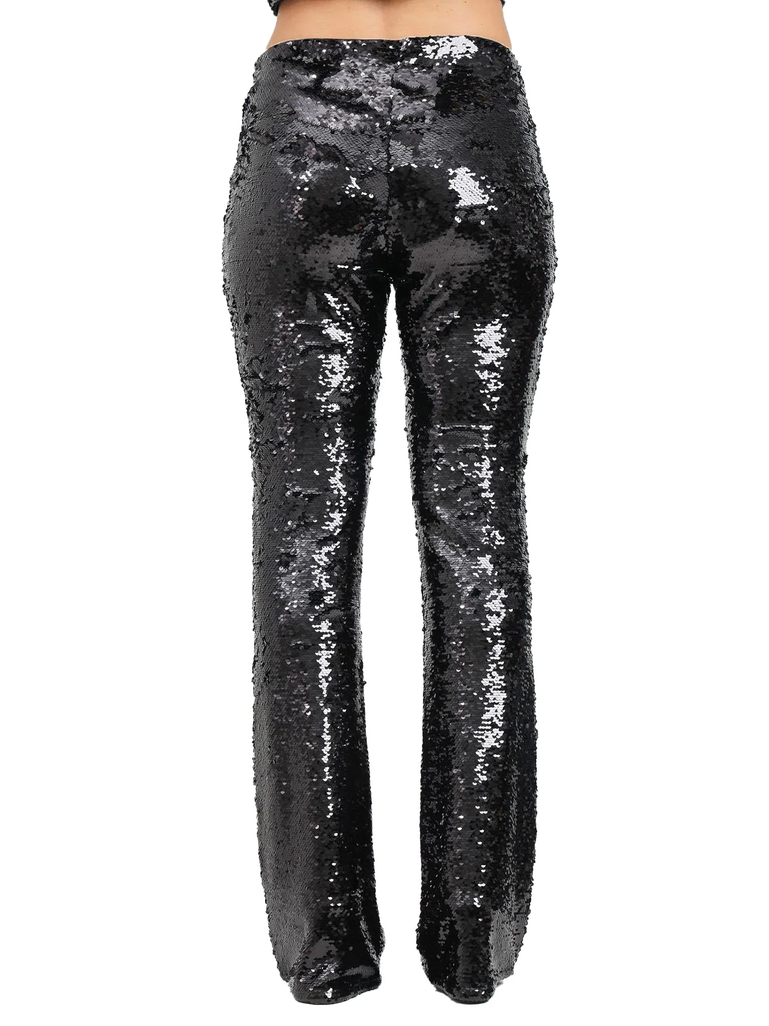 Pantalone zampa paillettes nero - Image 2