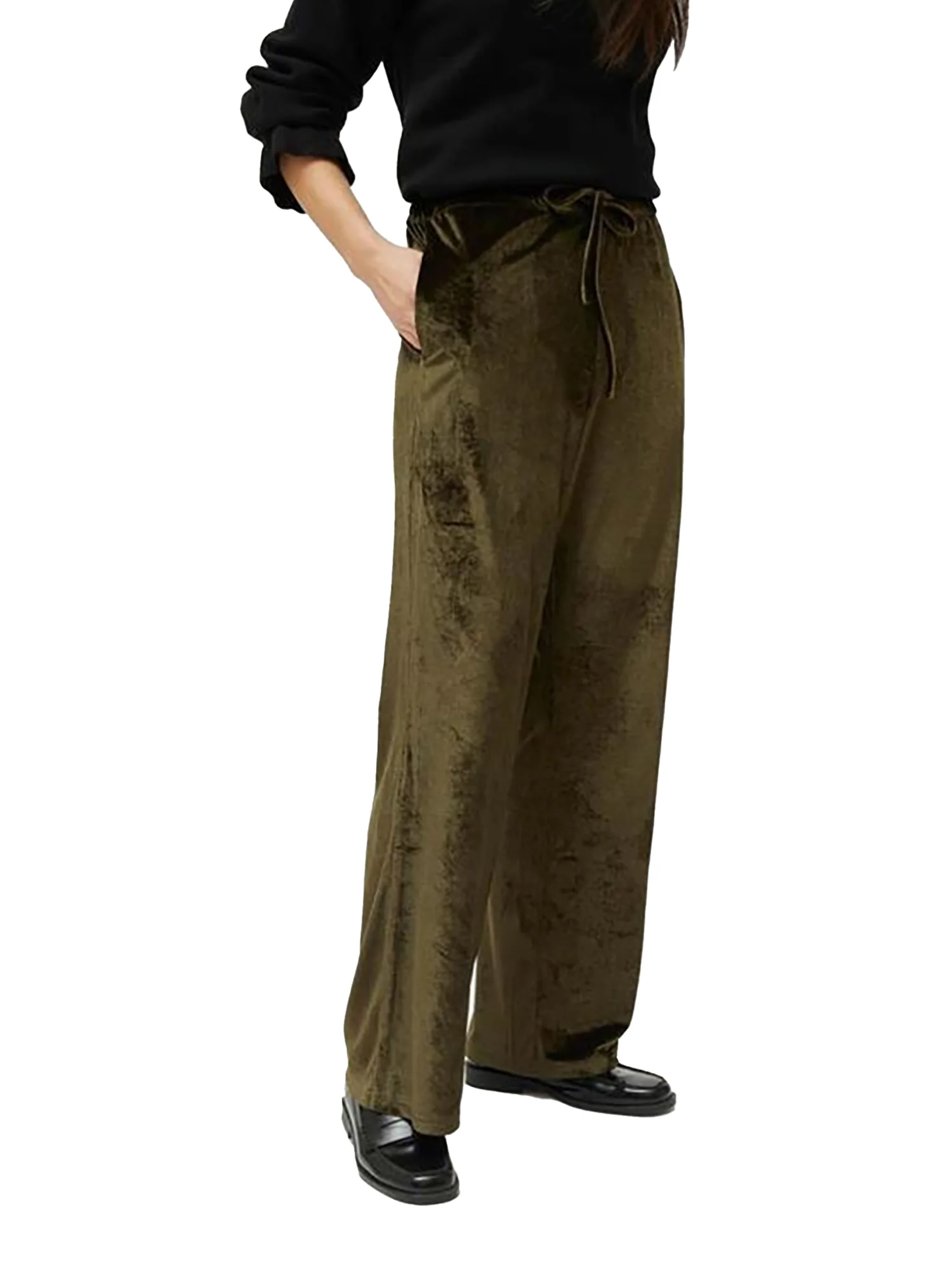 Pantaloni a palazzo in ciniglia verde