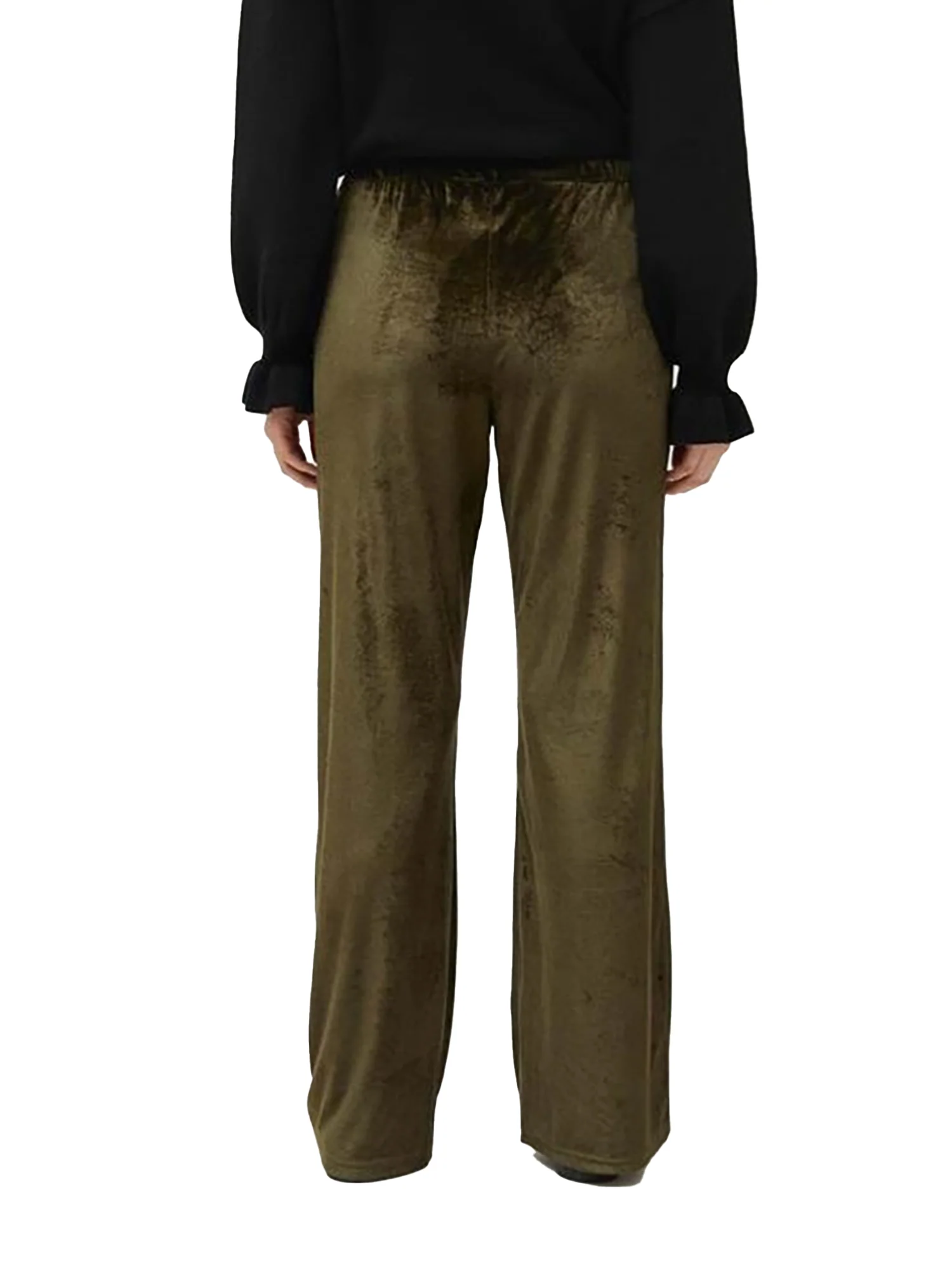 Pantaloni a palazzo in ciniglia verde - Image 2