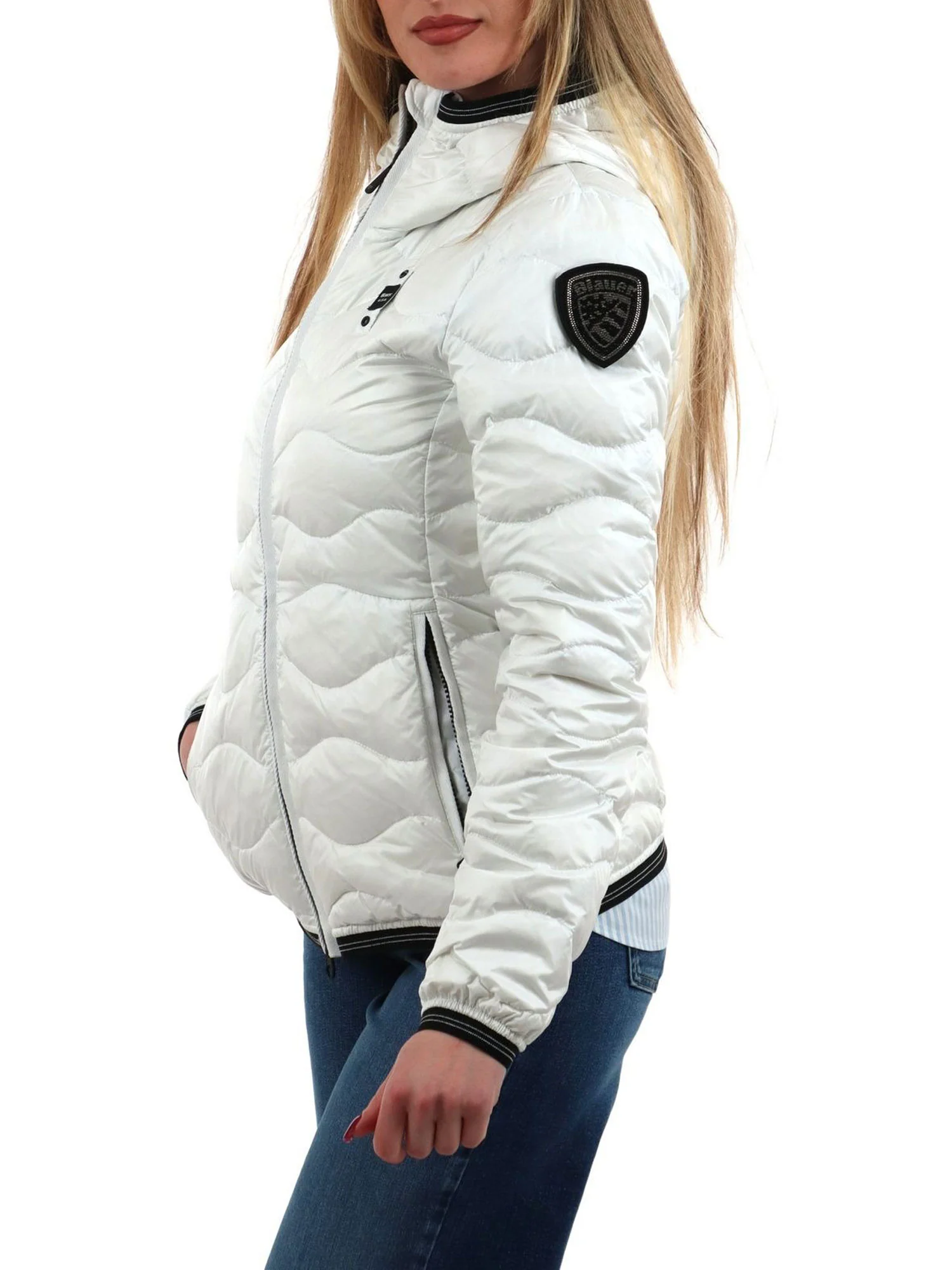 Piumino Blauer con zip e cappucco Camelia bianco - Image 2