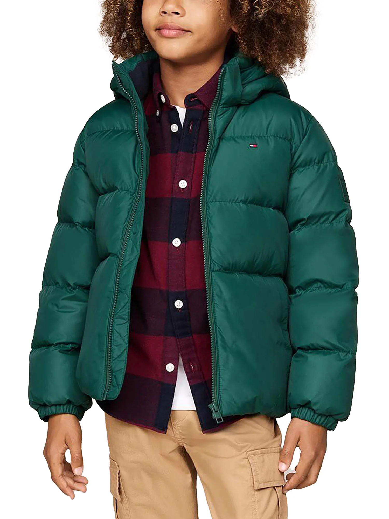 Piumino zip cappuccio essential verde - Image 2