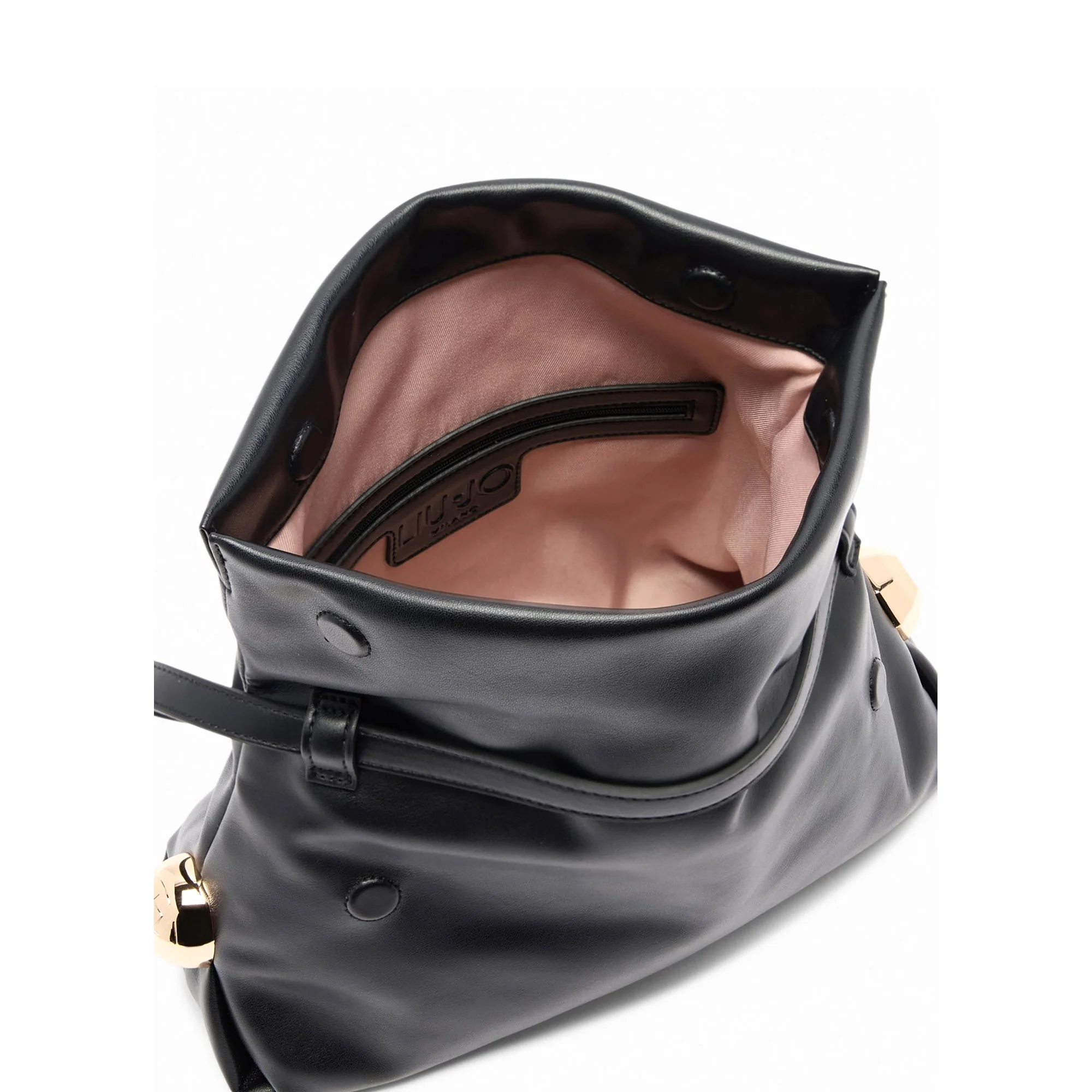 Borsa a spalla M Liu Jo donna con applicazione bottoni e patta nero - Image 4