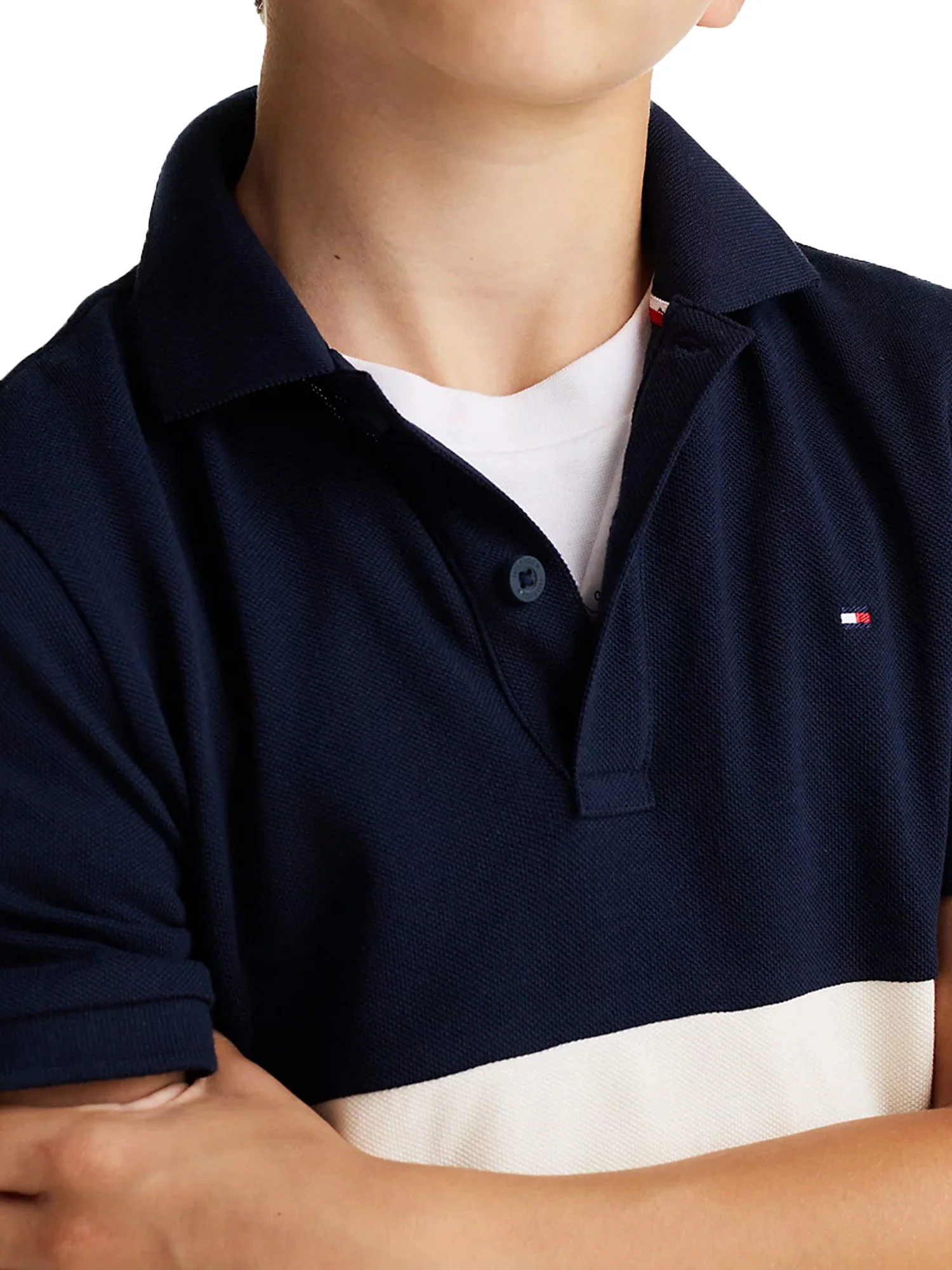 Polo kids con motivo color block rosso/bianco/blu - Image 3