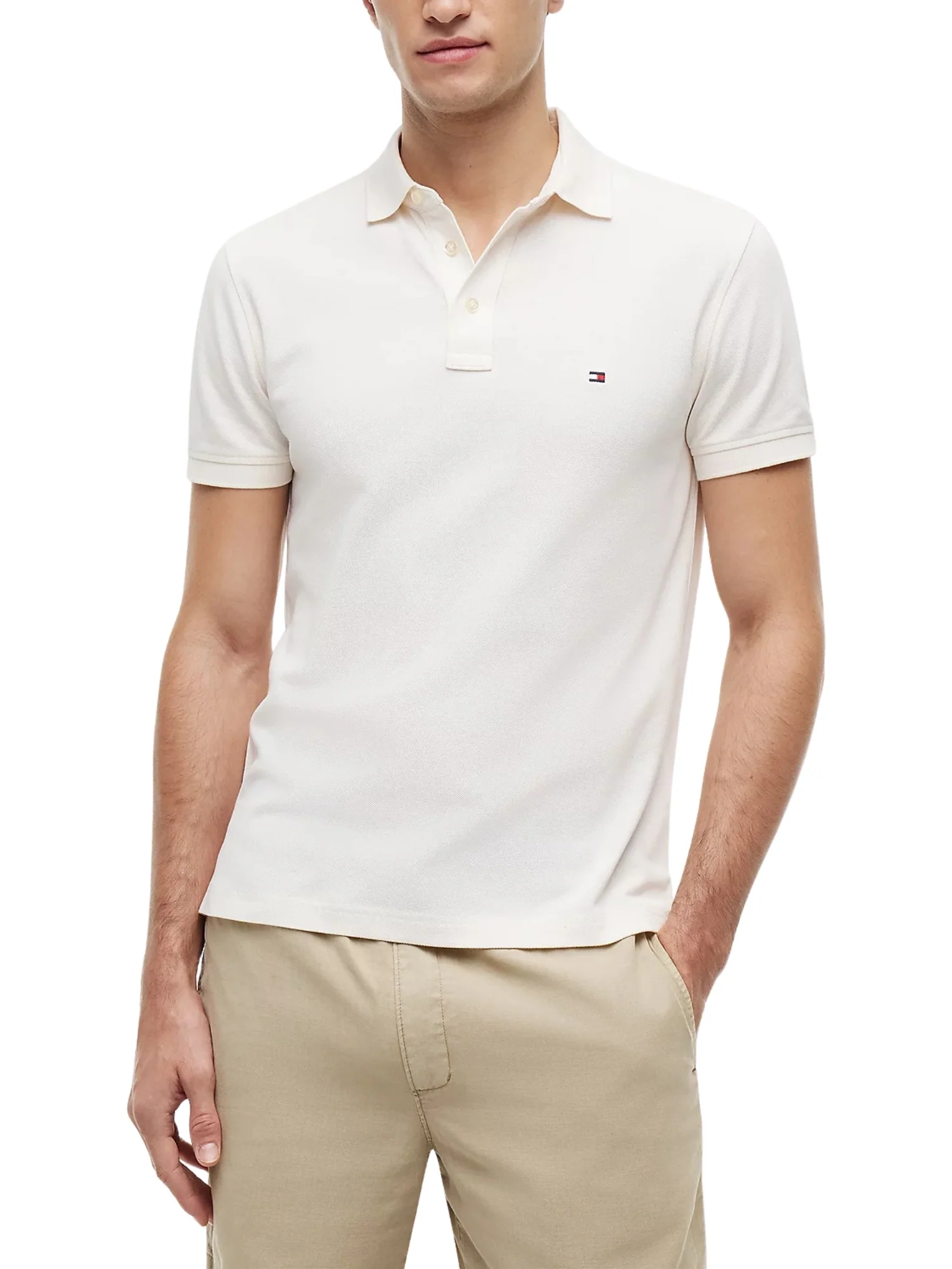 Maglia polo con maniche corte Tommy Hilfiger modello 1985 slim avorio