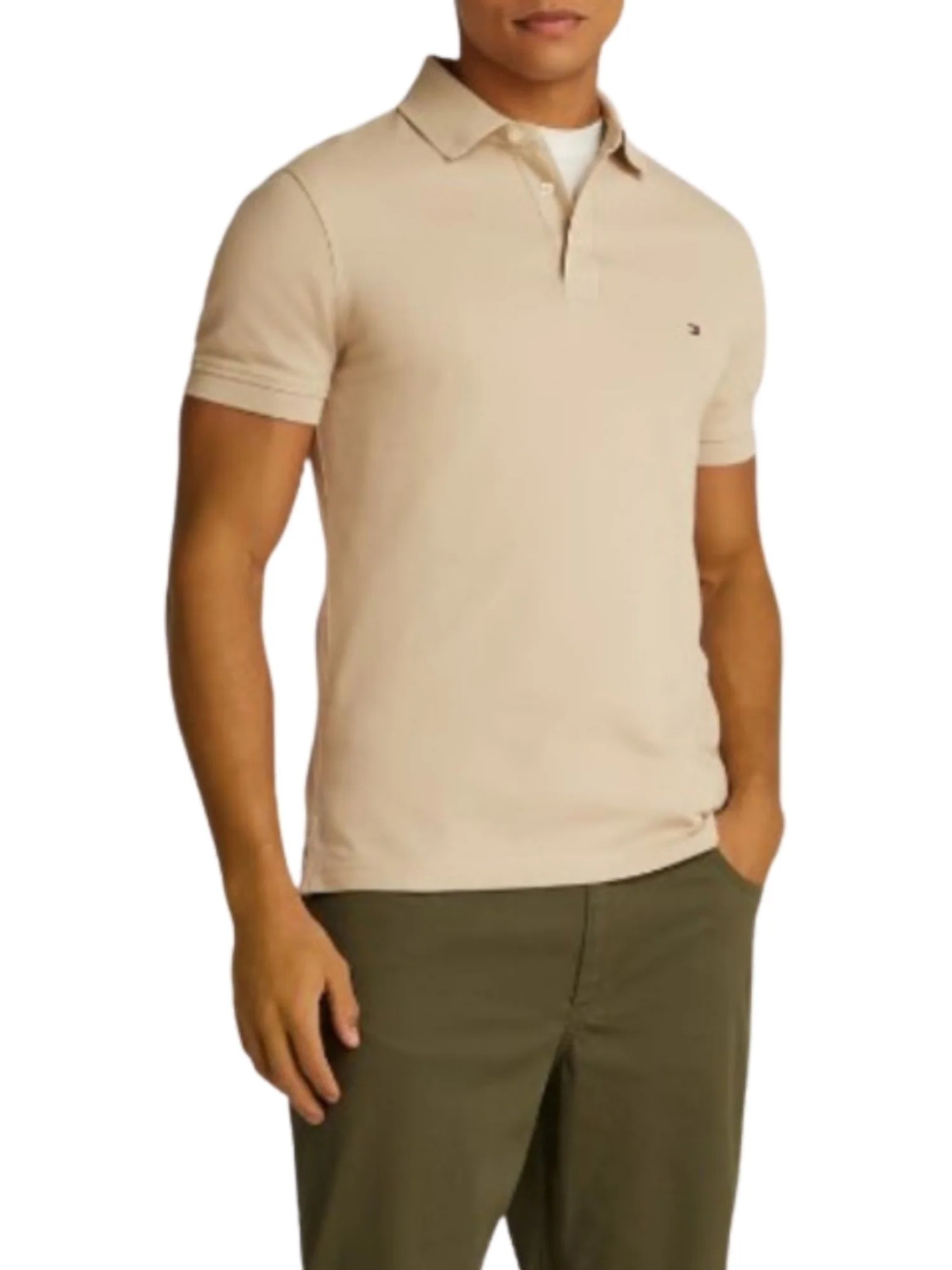 Maglia polo con maniche corte Tommy Hilfiger modello 1985 slim beige