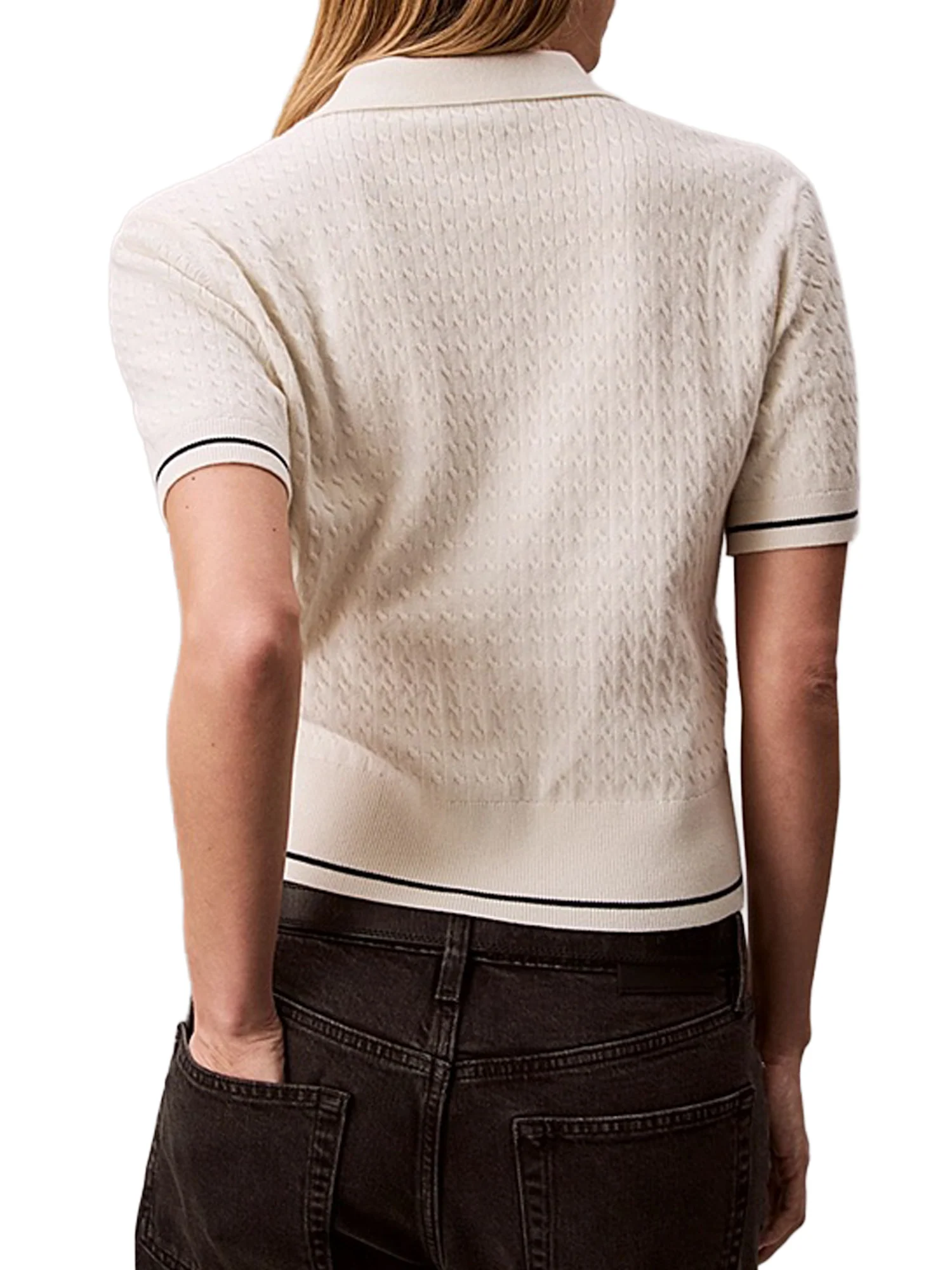 Polo Calvin Klein Donna in maglia a trecce Tofu - Image 2