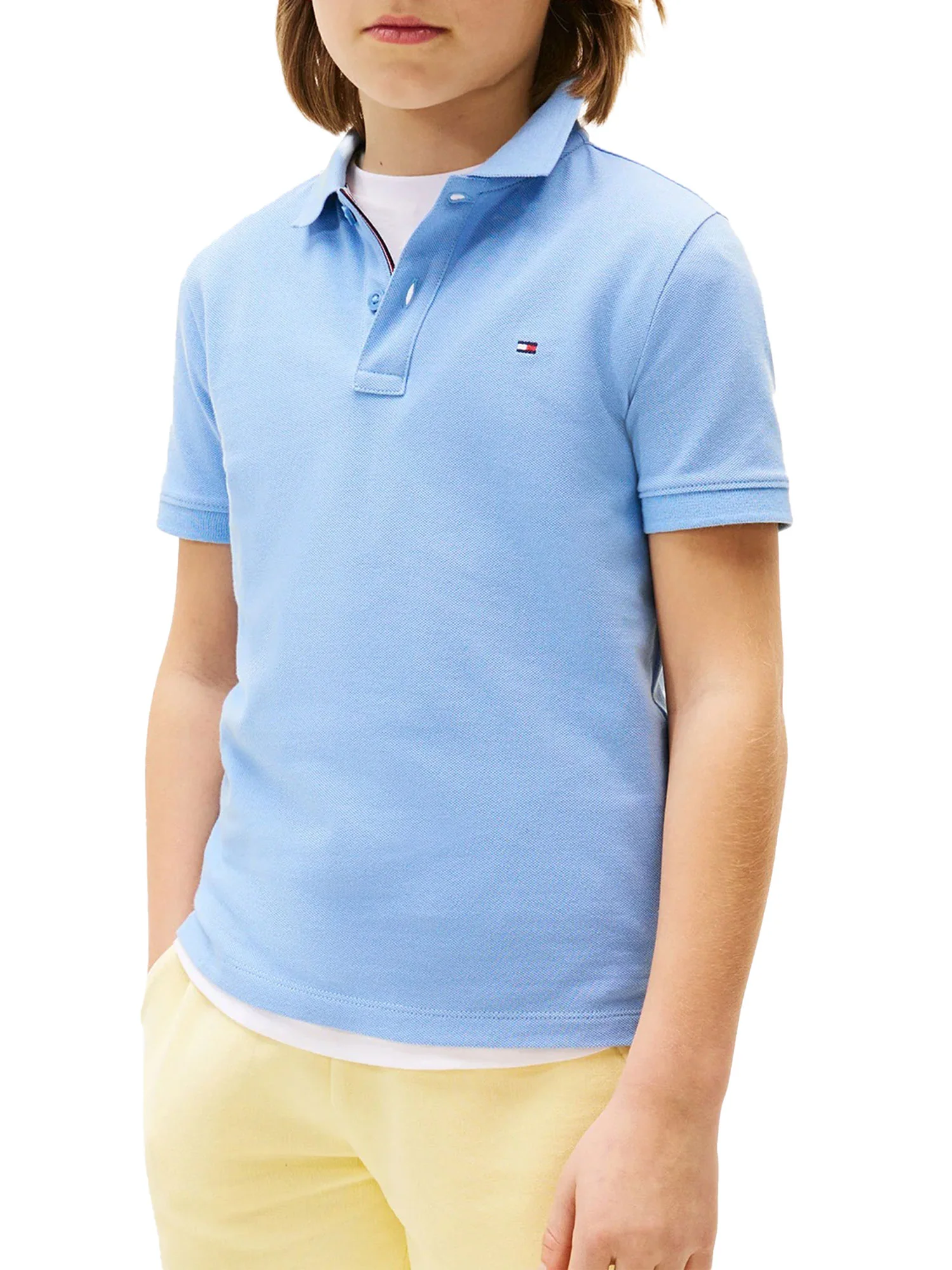 Polo Tommy Hilfigher Ragazzo logo flag celeste - Image 2
