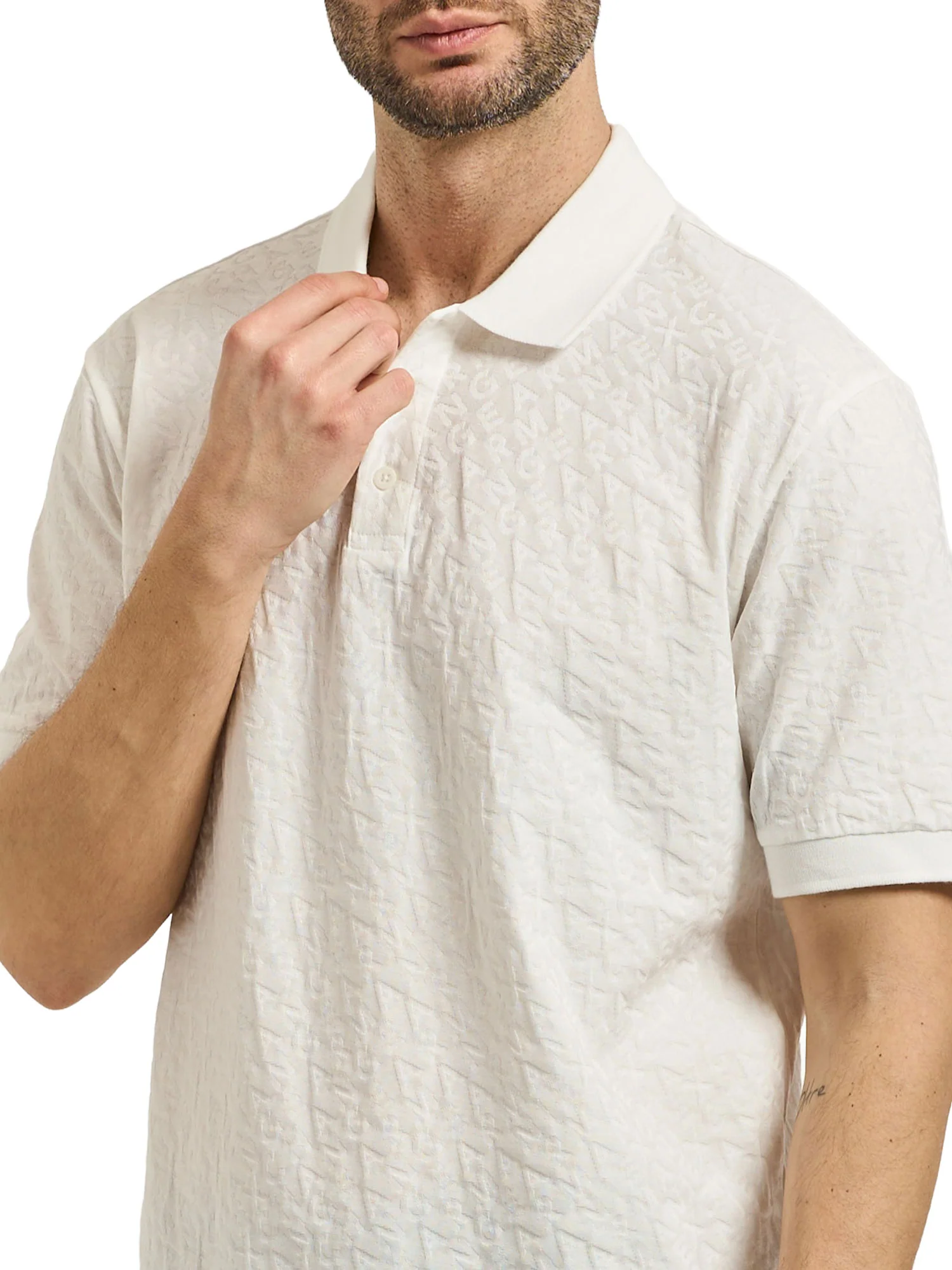 Polo Armani Exchange a manica corta jacquard logo bianco - Image 2