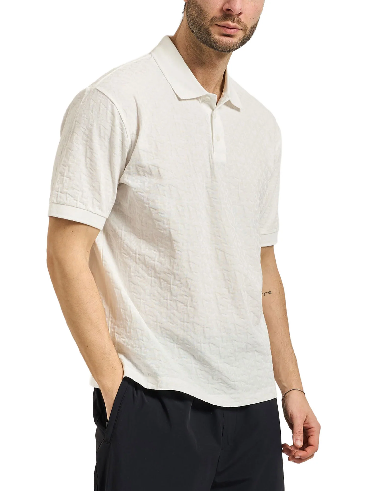 Polo Armani Exchange a manica corta jacquard logo bianco - Image 3