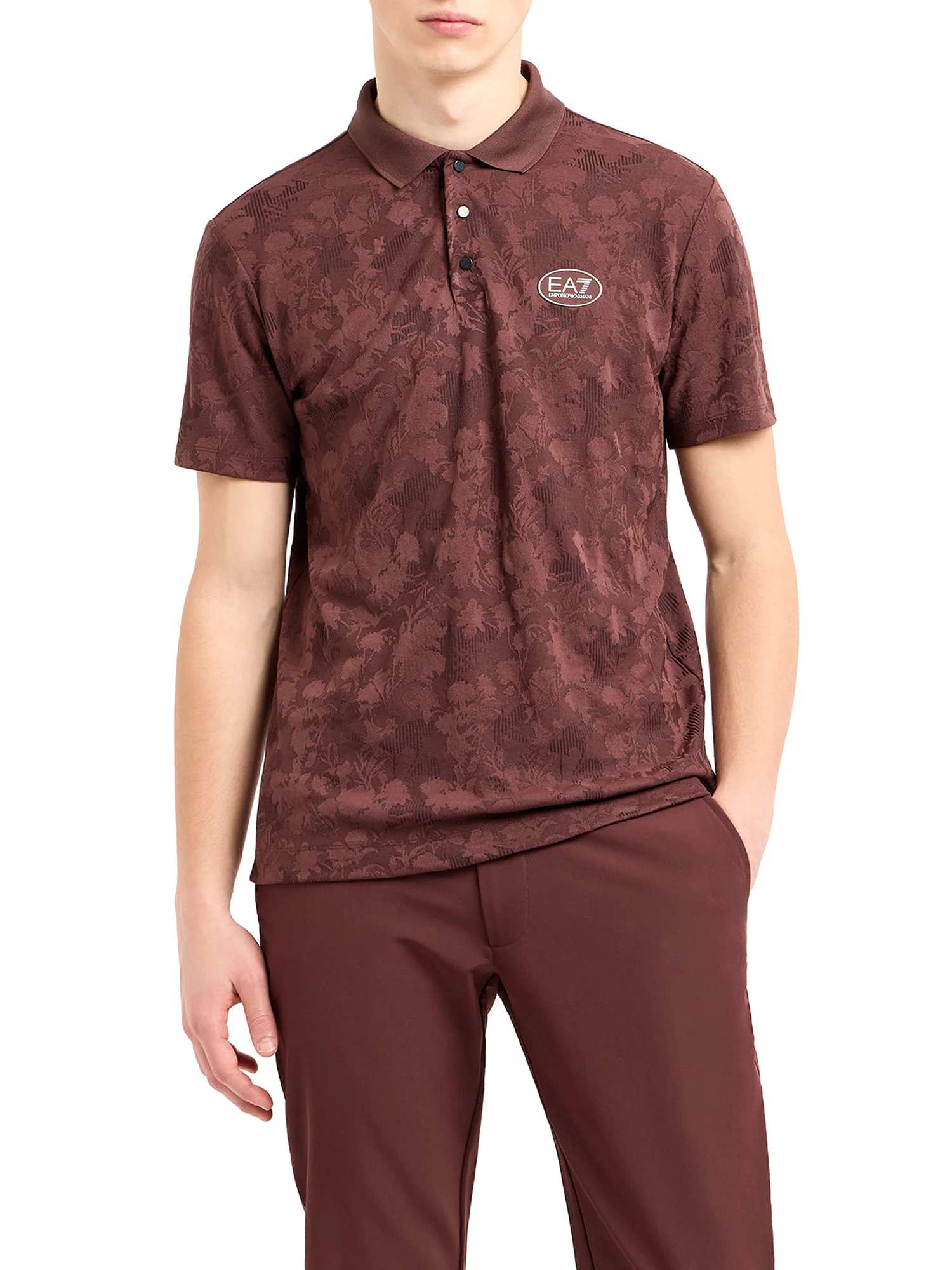 Polo fantasia floreale jacquard moro