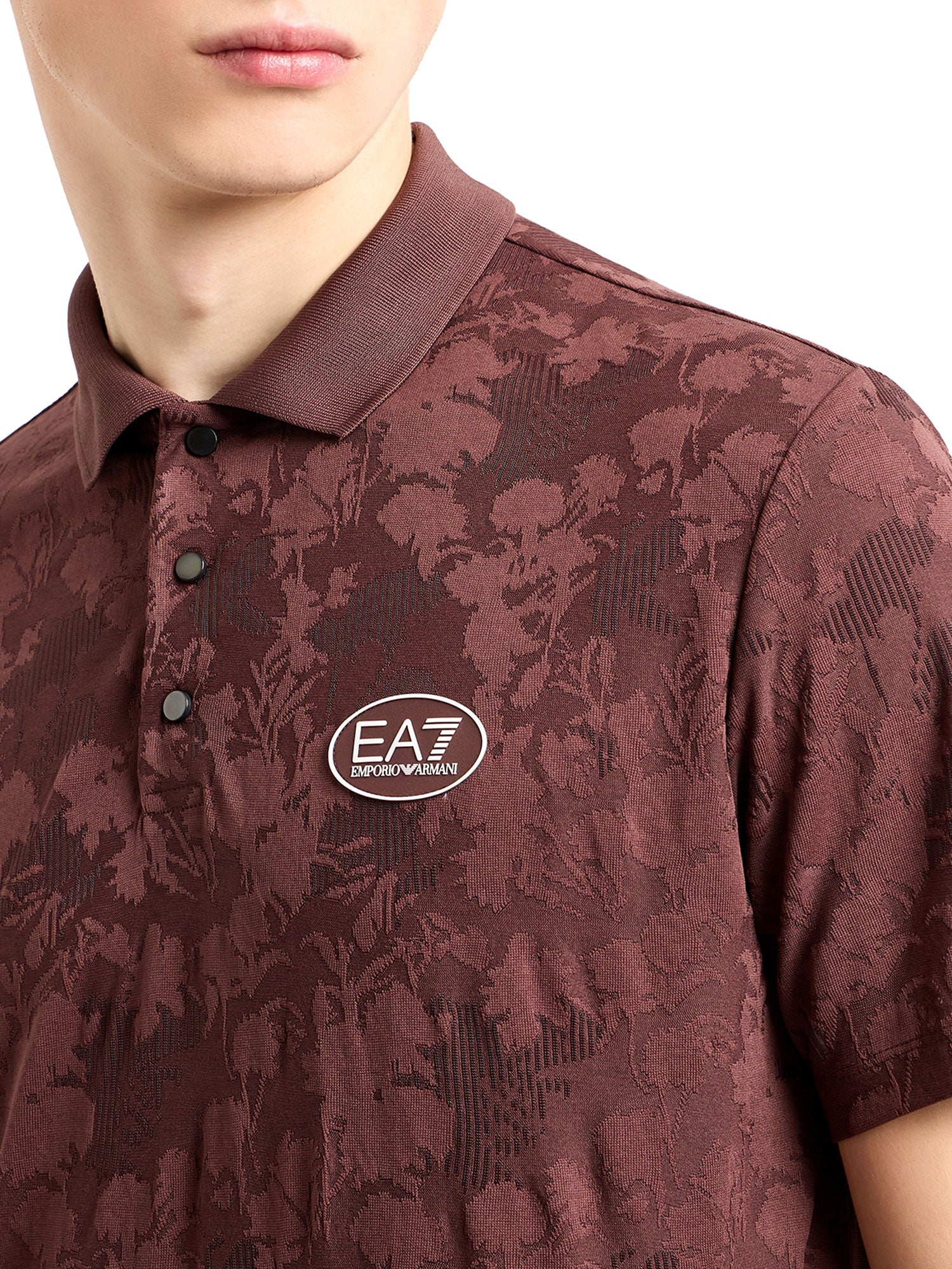 Polo fantasia floreale jacquard moro - Image 3