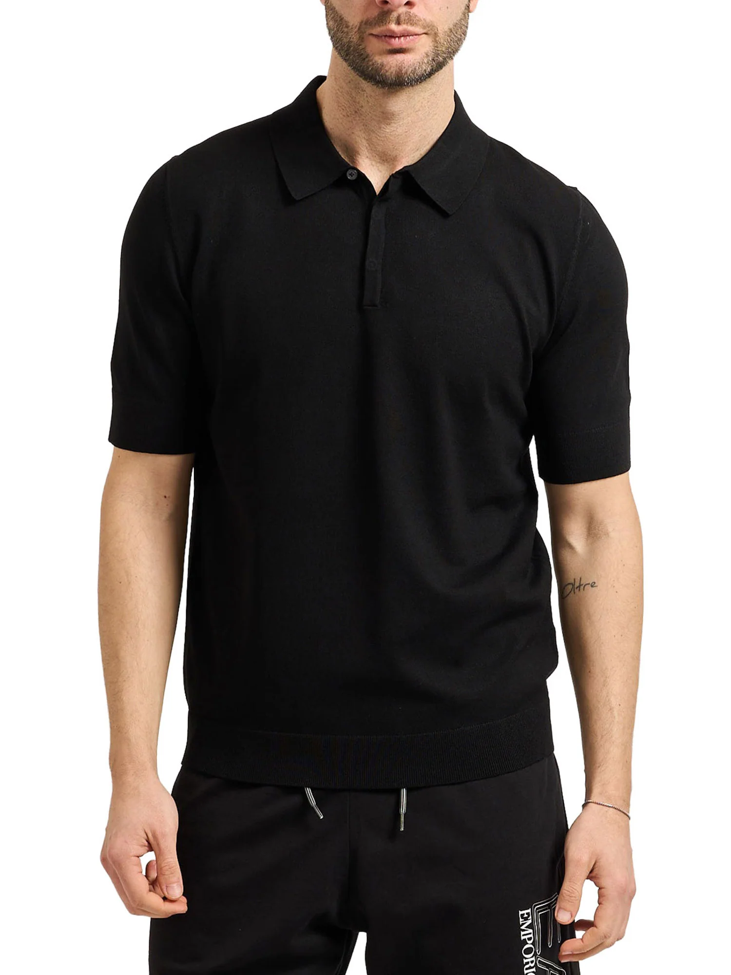 Polo Armani Exchange a manica corta lavorata knit blu