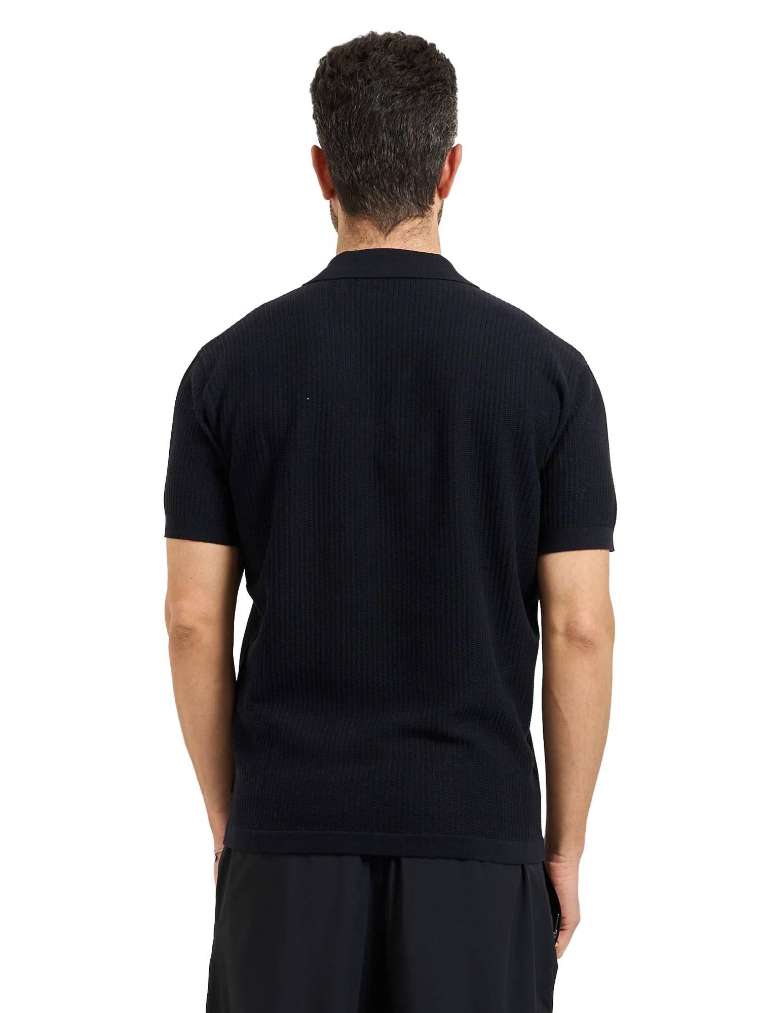 Polo Armani Exchange a manica corta lavorata knit blu - Image 2